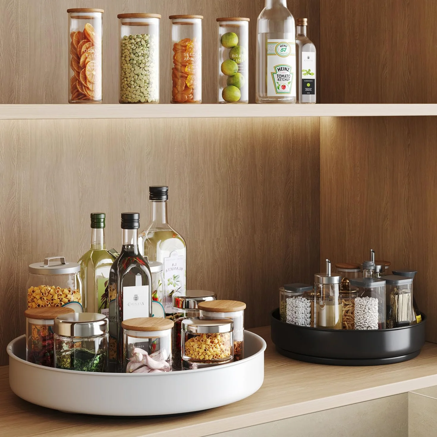 Lazy Susan gramofon, stojak do przechowywania w kuchni, obrotowy stojak na przyprawy, organizer na przyprawy ze stali nierdzewnej, przechowywanie i organizacja w kuchni (25 cm)