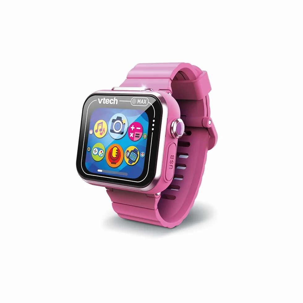 VTech - KidiZoom SmartWatch MAX Rose, cyfrowy zegarek dla dzieci, zdjęcie, selfie, wideo, poziomy ekran dotykowy, zabawka high-tech, prezent dla dzieci i nastolatków w wieku od 5 lat do 14 lat -