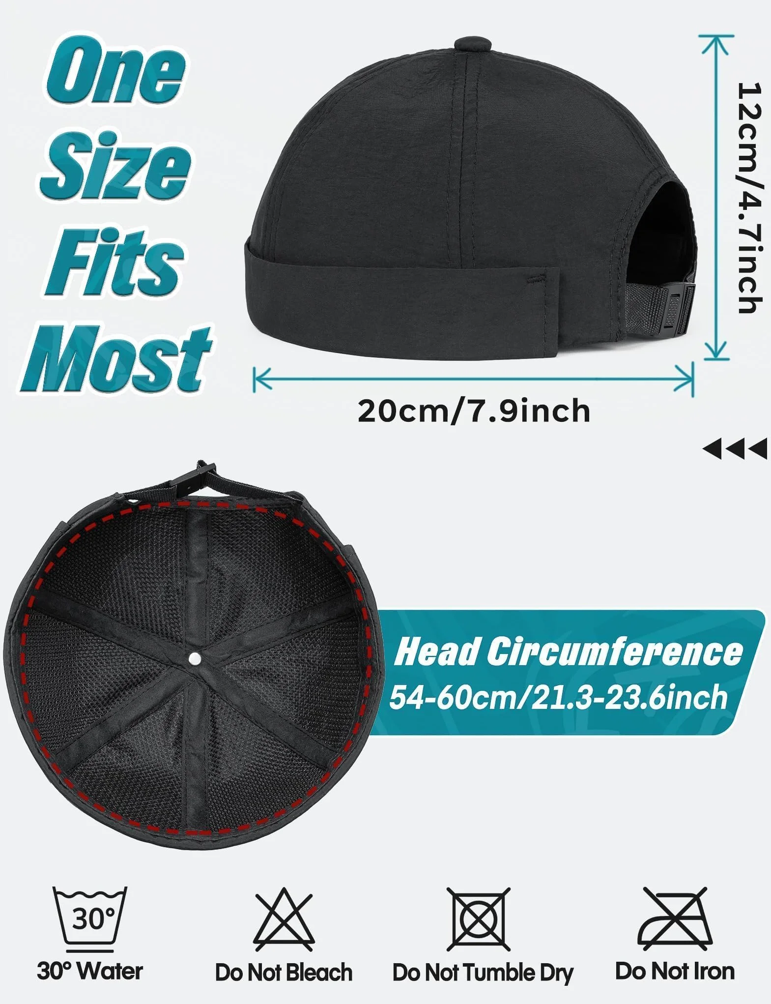 Becellen Czapka Docker Męska, Letnia Czapka Bez Daszka Regulowana, Czapka Marynarska, Męska Czapka Portowa, Czapka Beanie Docker, Czapka Męska i Damska, Unisex, Z Rolowanym Mankietem, Kask Uliczny