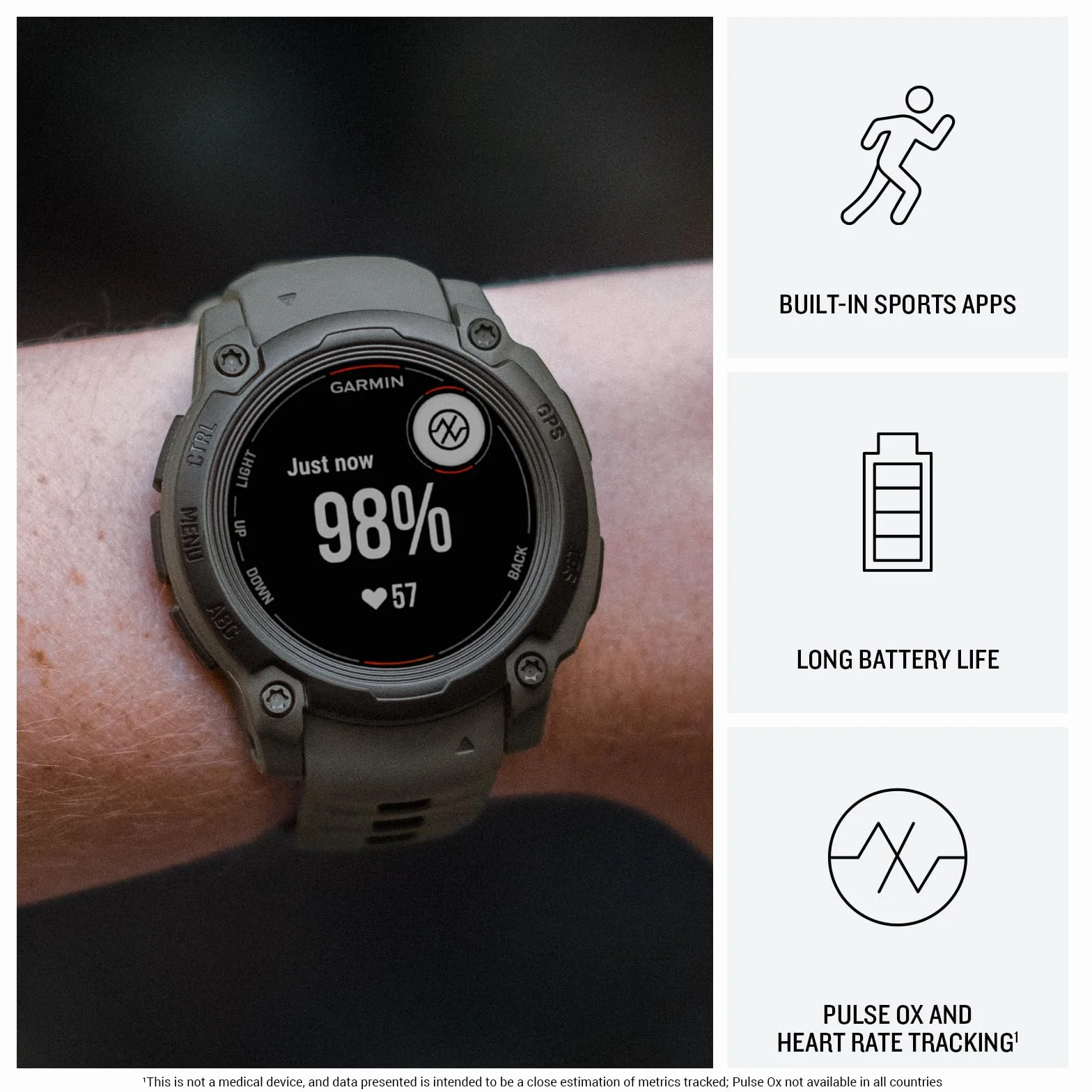 Garmin Instinct E, 40 mm GPS Smartwatch, Electric Lime Bezel/Twilight Band