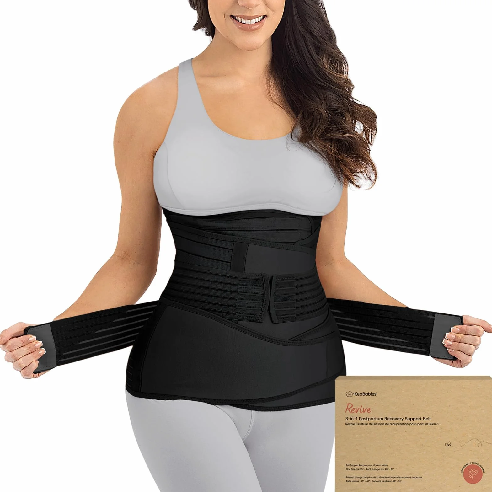 Opakowanie 3 w 1 - pas poporodowy, pas dla kobiet w ciąży - pasy damskie modelujące sylwetkę - pas shapewear One Size Czarny (Midnight Black)