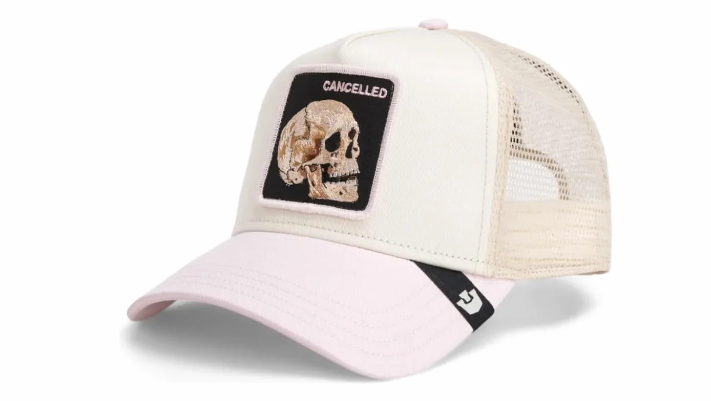 Goorin Bros. Czapka Trucker The Cancelled Skull Whisper, The Farm, beżowo-różowa czapka z haftowaną naszywką z czaszką
