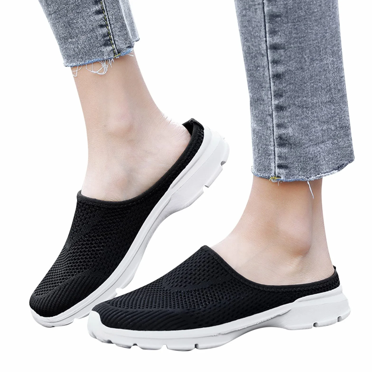 Damskie oddychające buty na co dzień uniseks lekkie buty robocze sportowe oddychające wsuwane buty robocze damskie trampki na koturnie