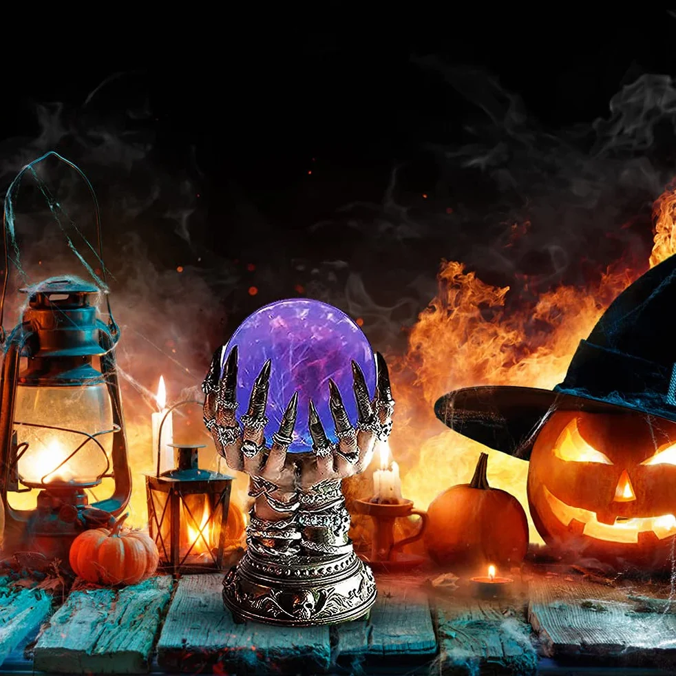Magiczna migająca kryształowa kula czarownicy Halloween