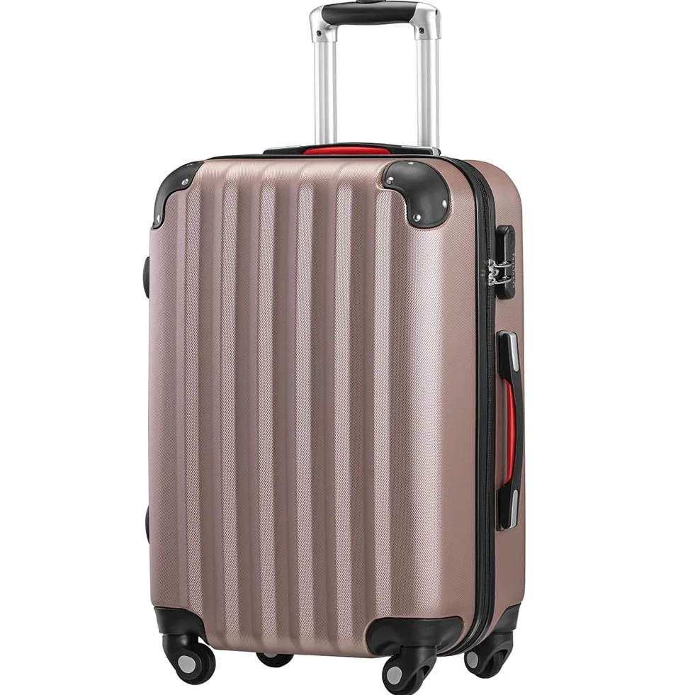 Zestaw 3 twardych walizek ABS, sztywne walizki M-L-XL teleskopowy uchwyt i 4 kółka Easy Roll, zamek szyfrowy, wytrzymały wózek podróżny, z bagażem podręcznym, 3 + 1 x różowy, Taglia Unica,