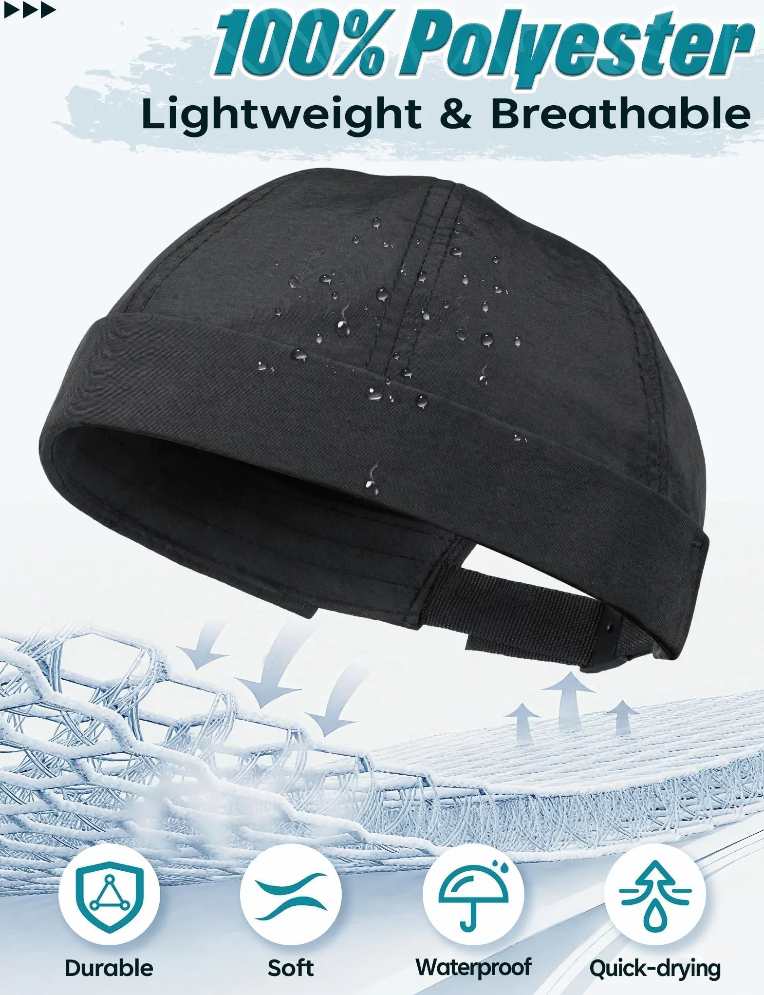 Becellen Czapka Docker Męska, Letnia Czapka Bez Daszka Regulowana, Czapka Marynarska, Męska Czapka Portowa, Czapka Beanie Docker, Czapka Męska i Damska, Unisex, Z Rolowanym Mankietem, Kask Uliczny