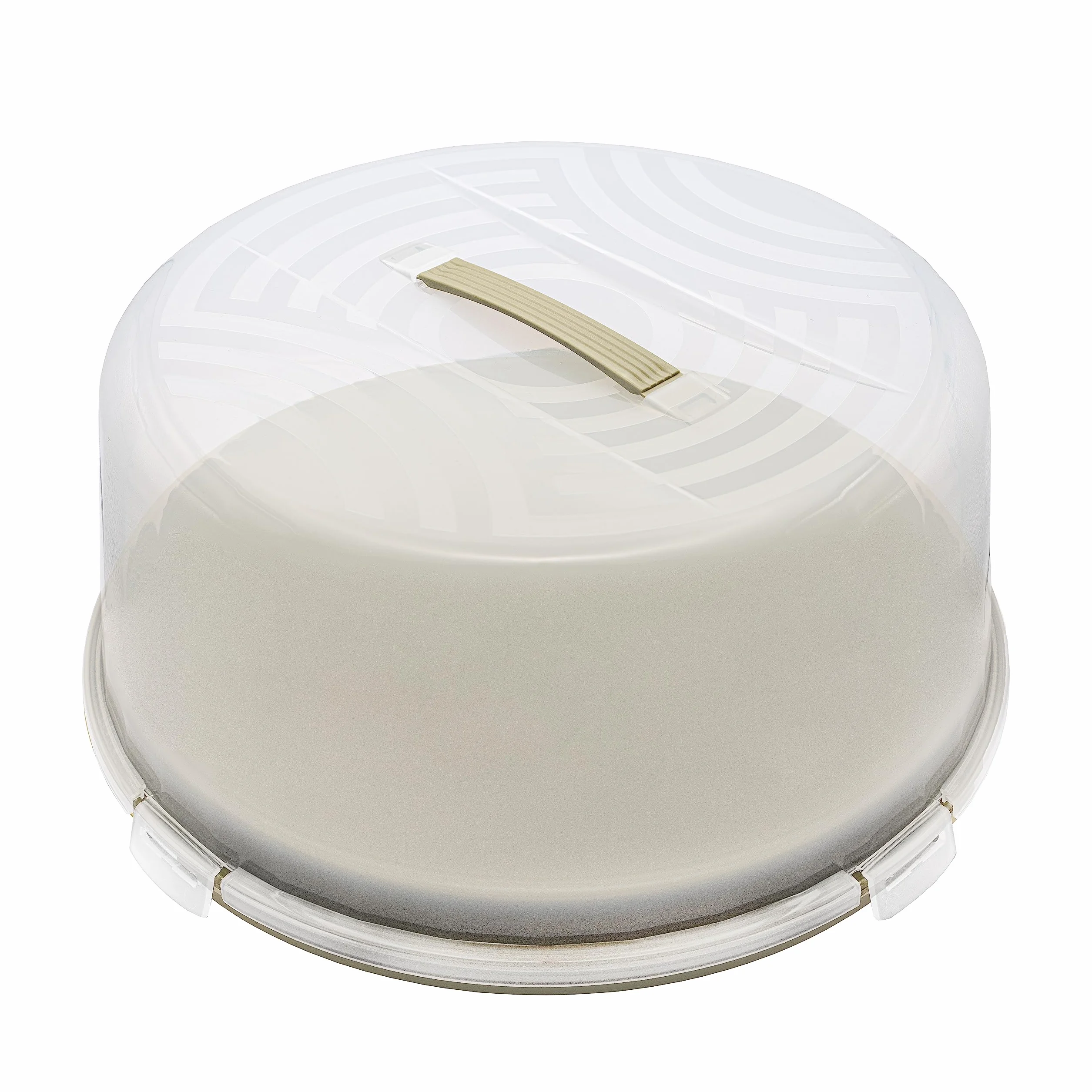 BranQ Home essential Joy okrągły pojemnik na ciasto z wysoką pokrywą i praktycznym uchwytem do noszenia, tworzywo sztuczne (PP), nie zawiera BPA, kolor szałwiowy/przezroczysty, 334 x 156 mm
