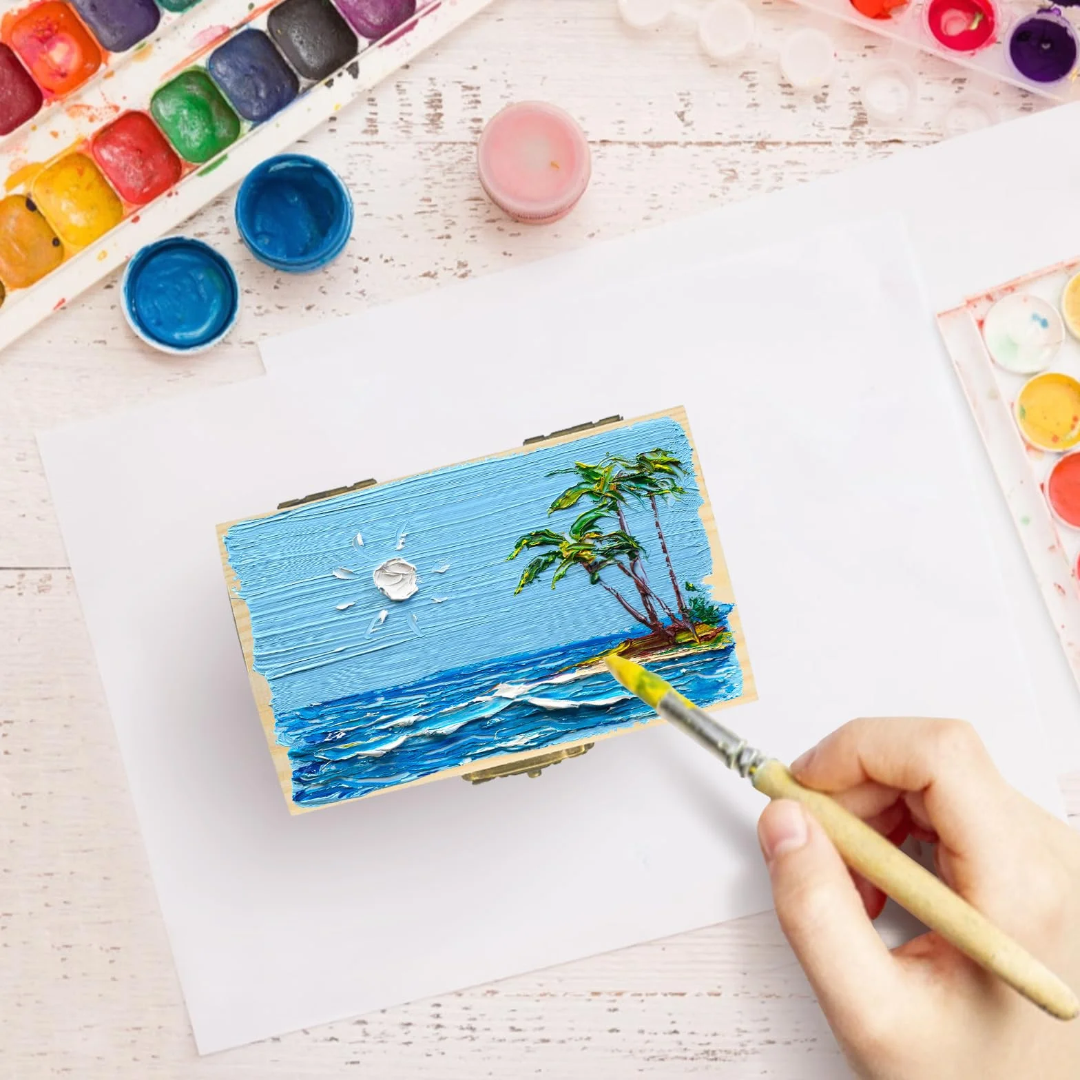 10 sztuk, małe, niedokończone drewniane pudełko na skarby (9 x 5 x 4,5 cm), mini drewniana skrzynka na skarby z zamknięciem, do rzemiosła artystycznego i na imprezę