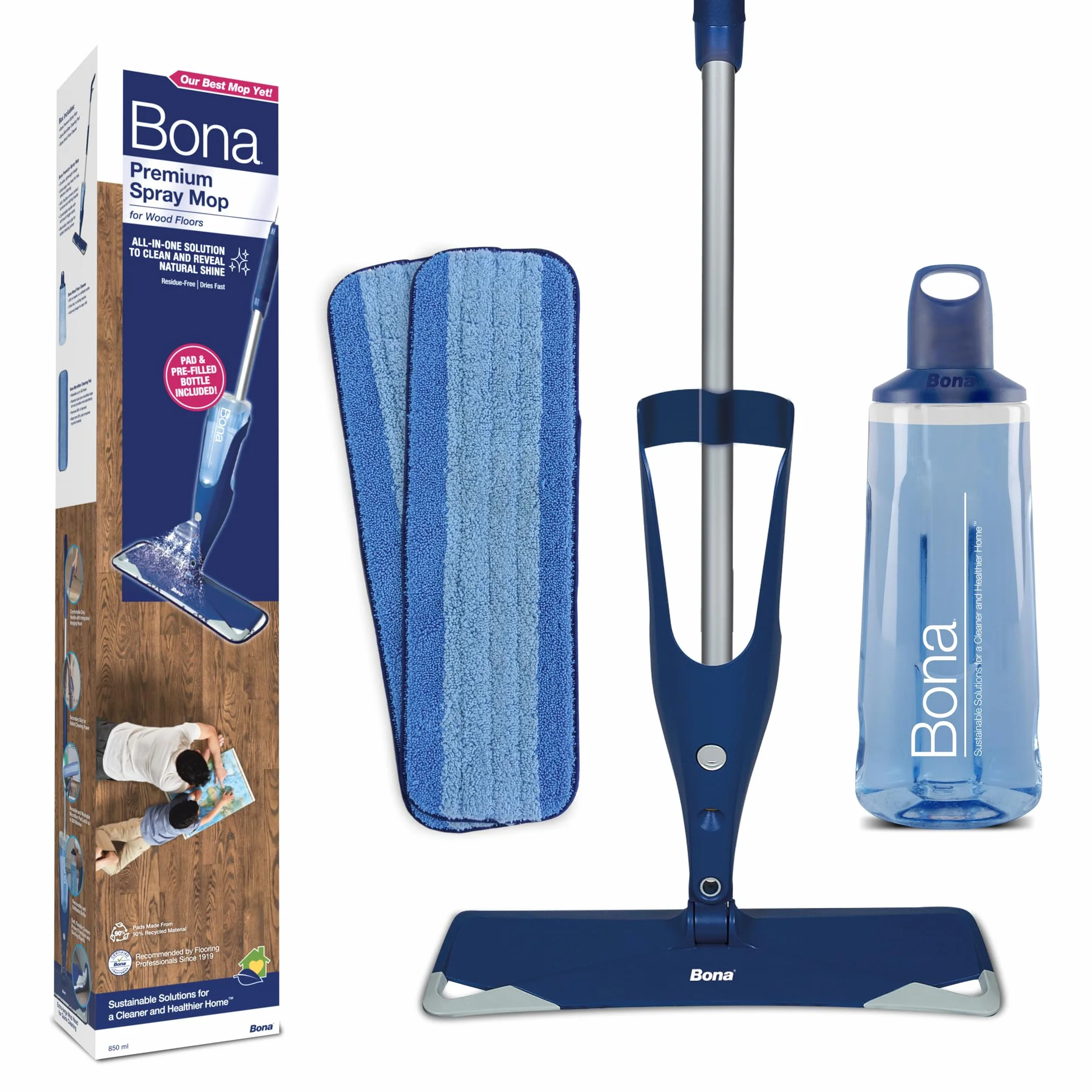 Bona Mop natryskowy do podłóg drewnianych z wkładem 850 ml i podkładkami z mikrofibry