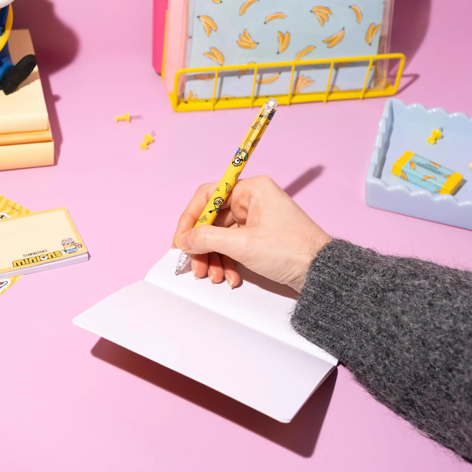 Grupo Erik Stationery Set - Minions Gifts | Pencil Case with A6 Notebook, Sticky Notes, Stickers, Pen, Pencil, Eraser, Sharpener | Minion Gifts, Cute Stationery