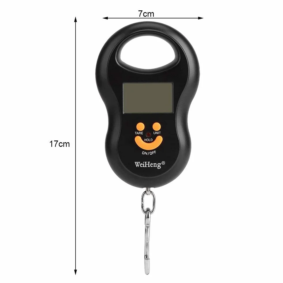 Cyfrowa waga bagażowa 50 kg/10 G z podświetleniem LCD i wiszącymi haczykami