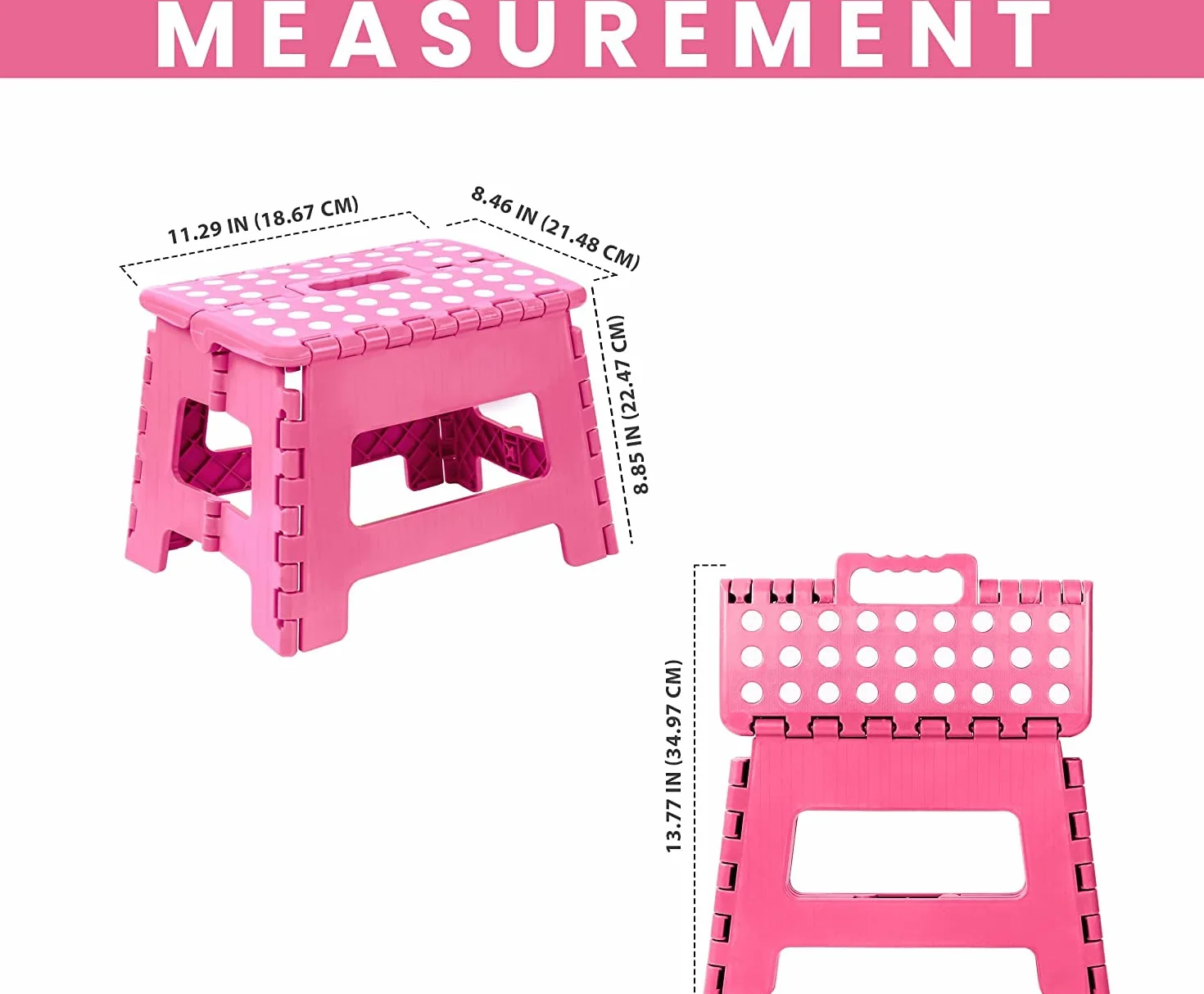 Utopia Home Składany taboret schodkowy 23 cm 136 kg Różowy