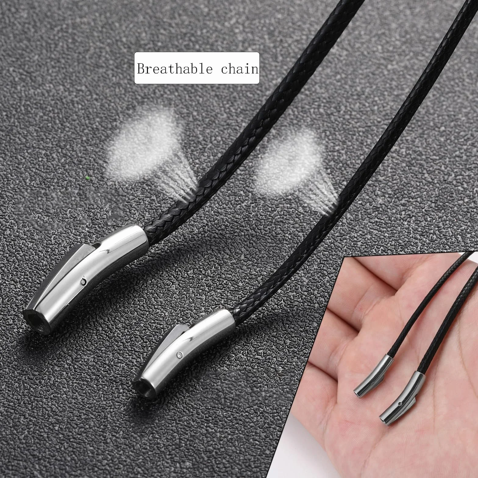 RWQIAN Skórzany łańcuszek męski, skórzany naszyjnik 2/3 mm z zamknięciem, skórzany rzemyk, łańcuszek dla kobiet, czarny/brązowy, kauczuk, biżuteria, 46-76 cm