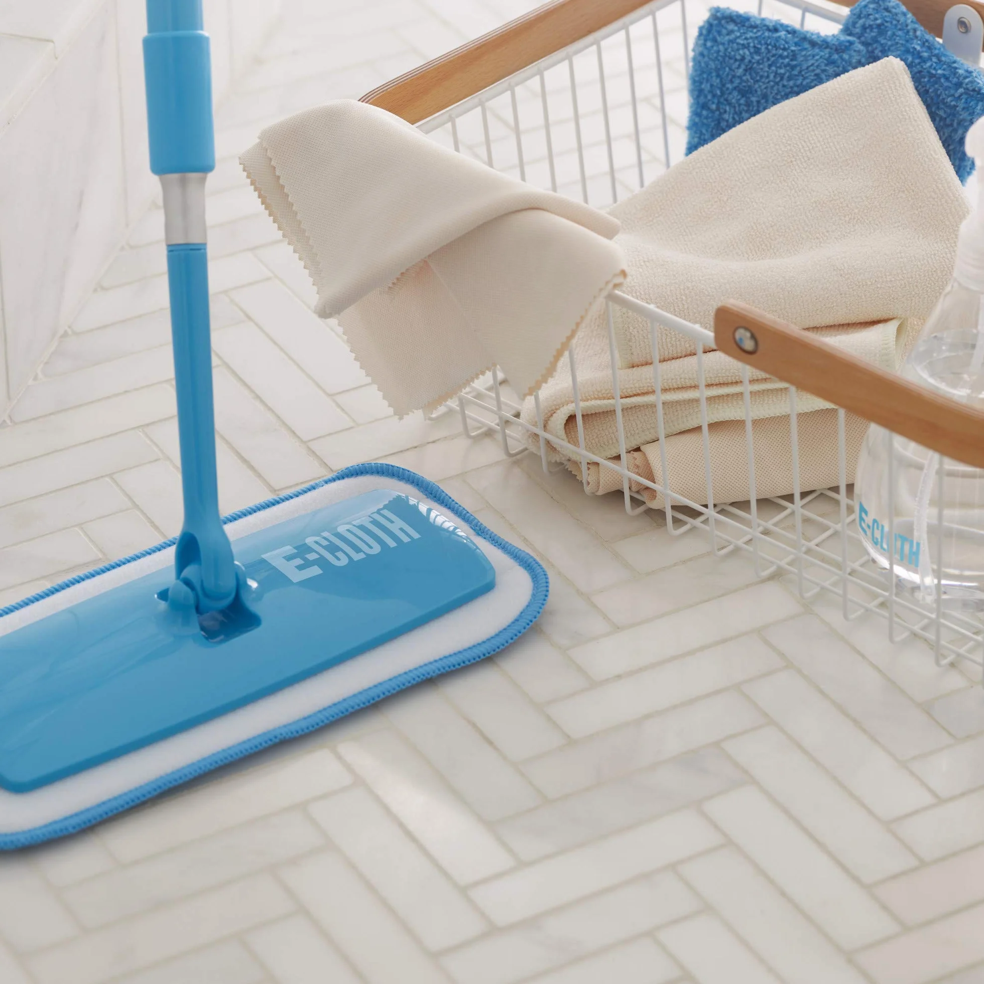E-cloth miotła pracz z trzonkiem teleskopowym mikrofibra niebieska 27 x 13 cm