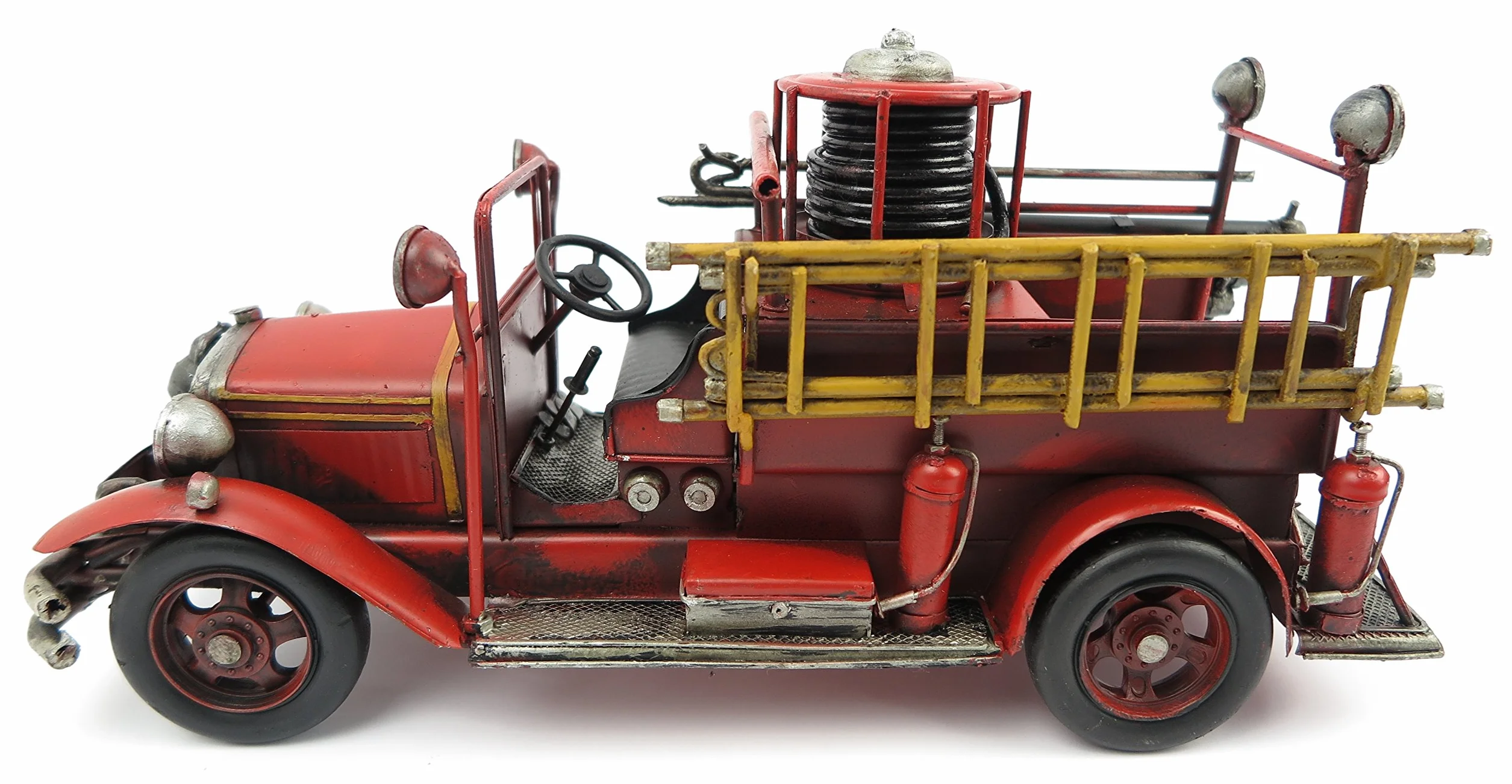 Samochód blaszany oldtimer wóz strażacki czerwony retro dekoracja Shabby Vintage