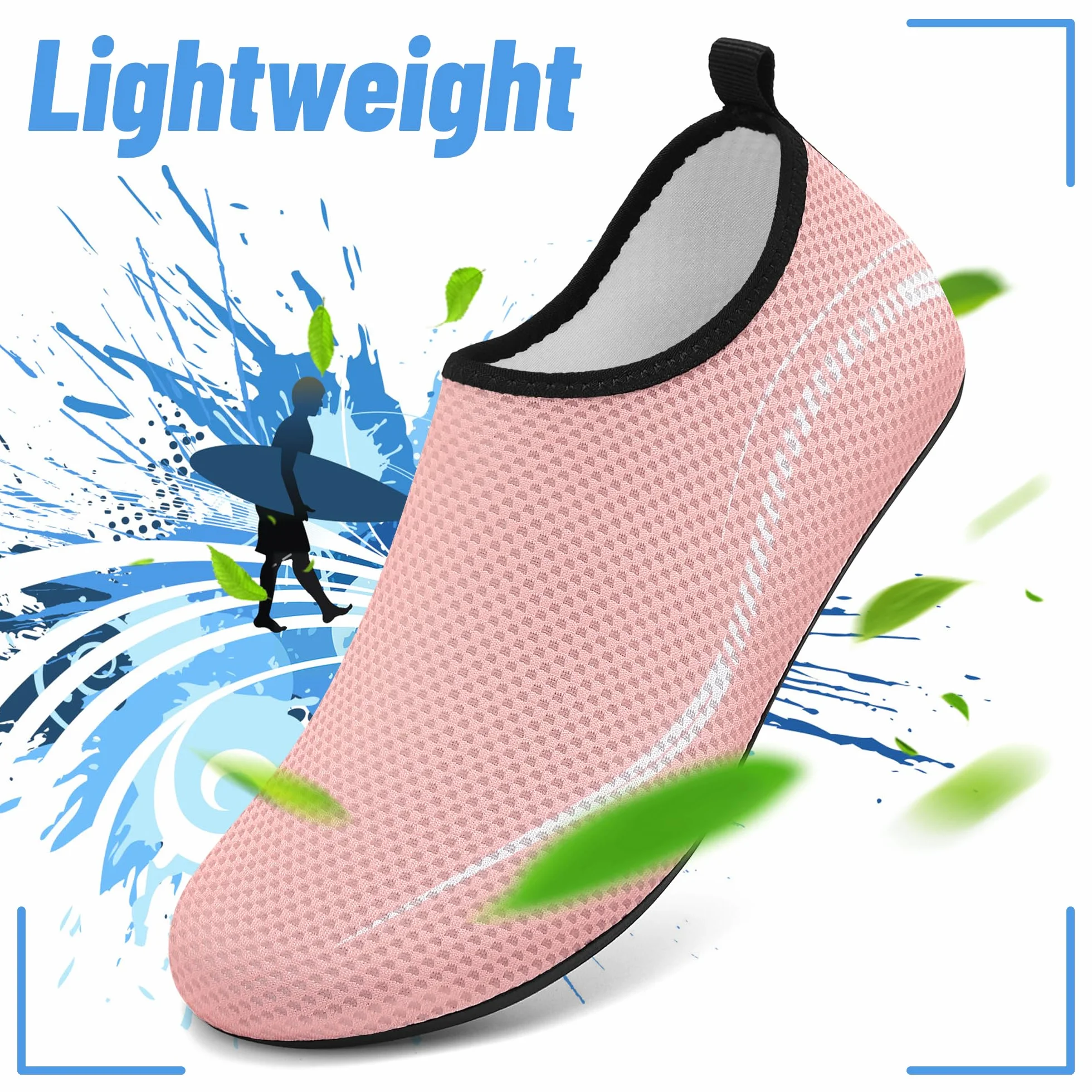 Buty do Wody Water Shoes Buty do SportóW Wodnych Lekkie Buty do PłYwania Buty PlażOwe Buty do Jogi Buty do Surfowania dla Kobiet I MężCzyzn.Różowy, 40EU