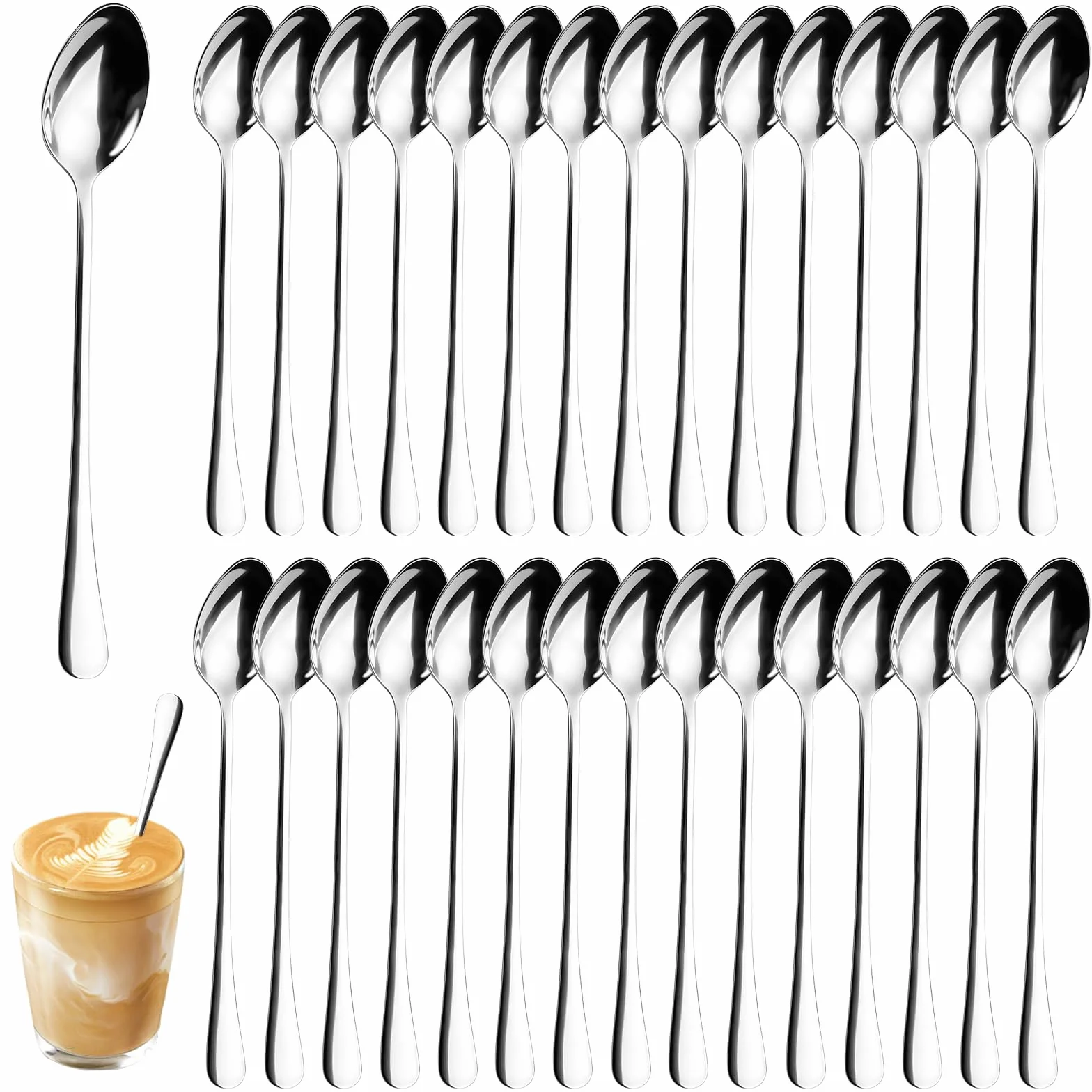 Łyżeczki do latte macchiato ze stali nierdzewnej zestaw 30 sztuk