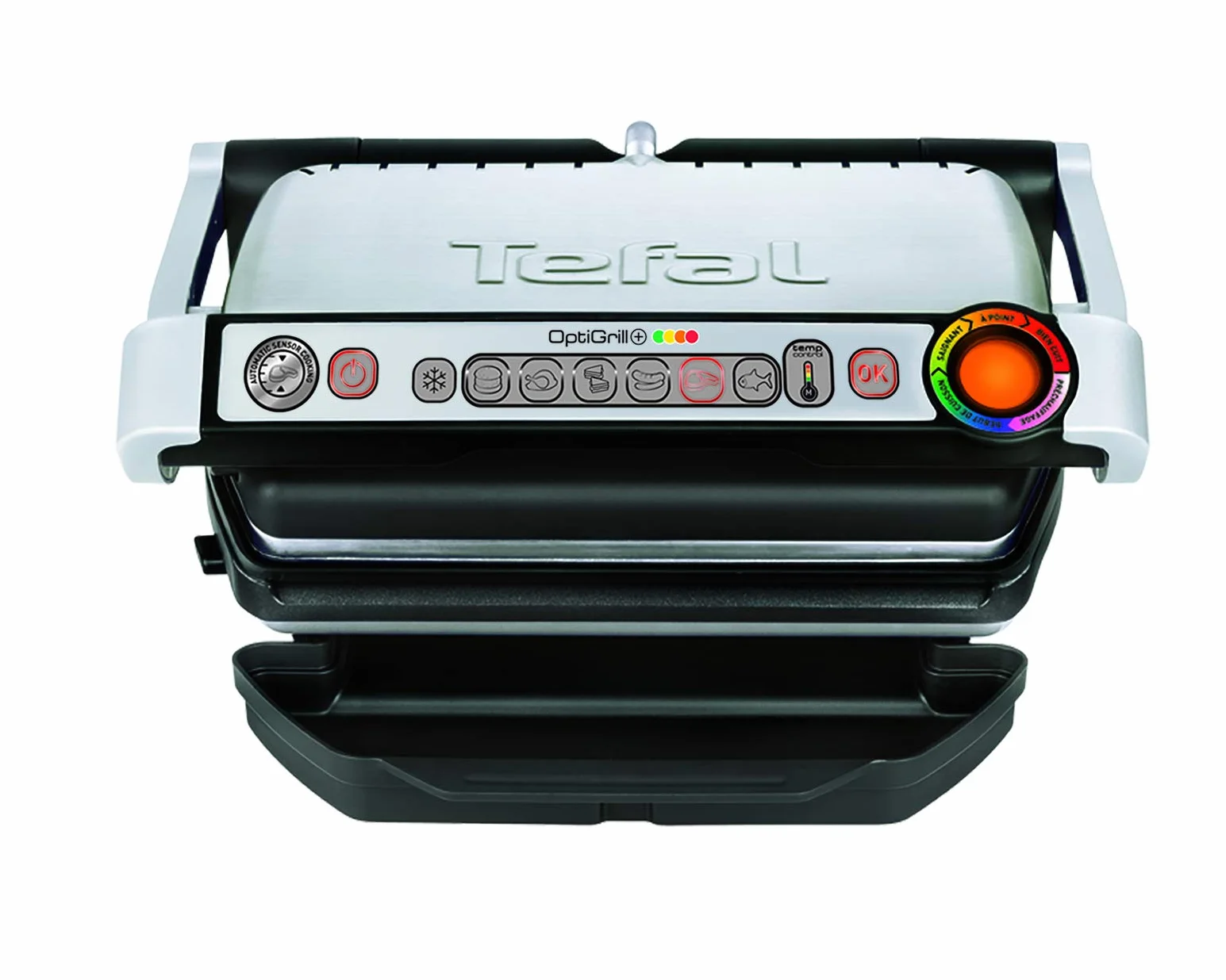 TEFAL GC716D Optigrill+ Grill Elektryczny, wymienne płyty do gofrów, 6 automatycznych programów gotowania, Automatic Sensor Cooking, mycie w zmywarce, porcje od 2 do 4 osób, Czarny/Srebrny