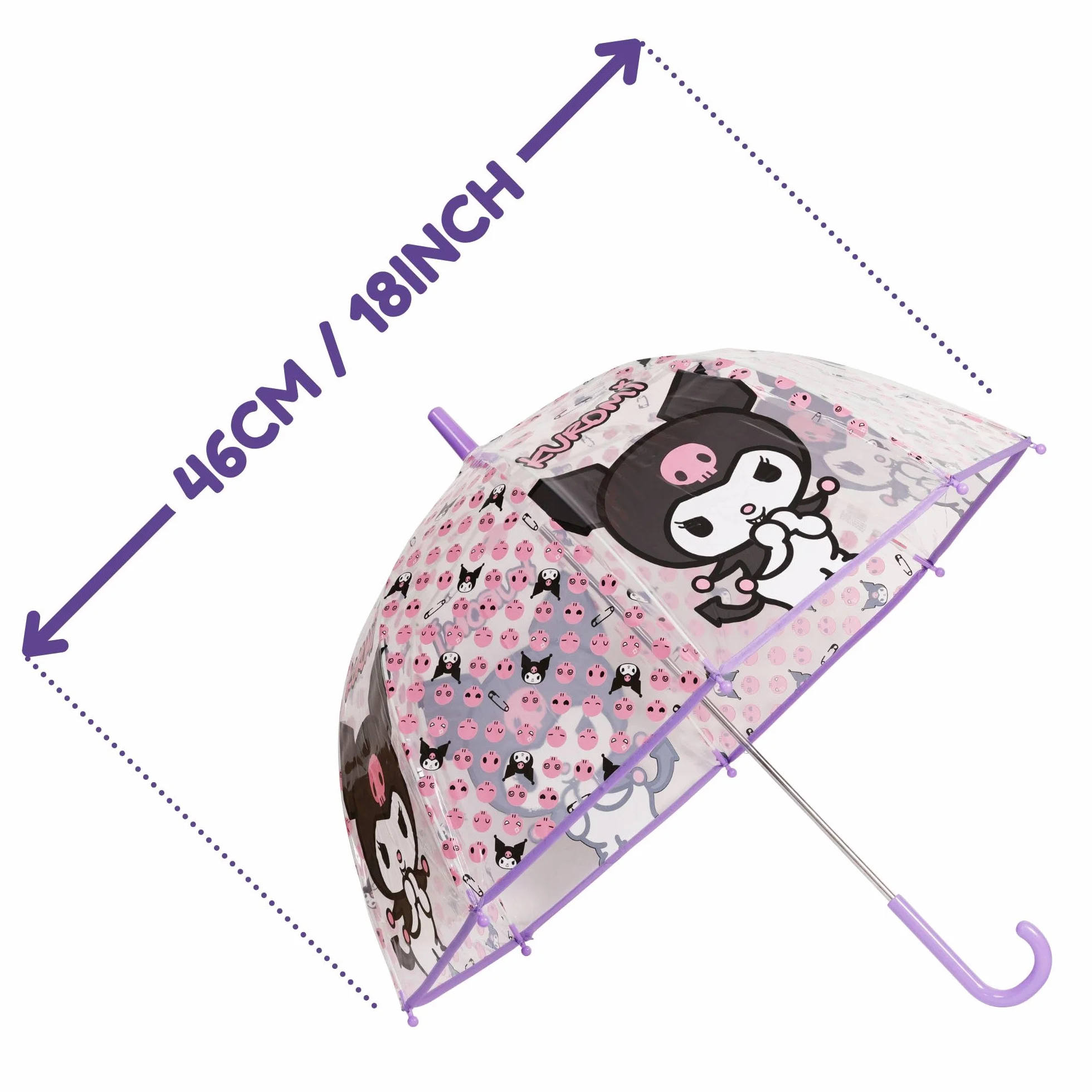 Kids Licensing parasol na deszcz, przezroczysty, 46 cm, dzwon, Kuromi