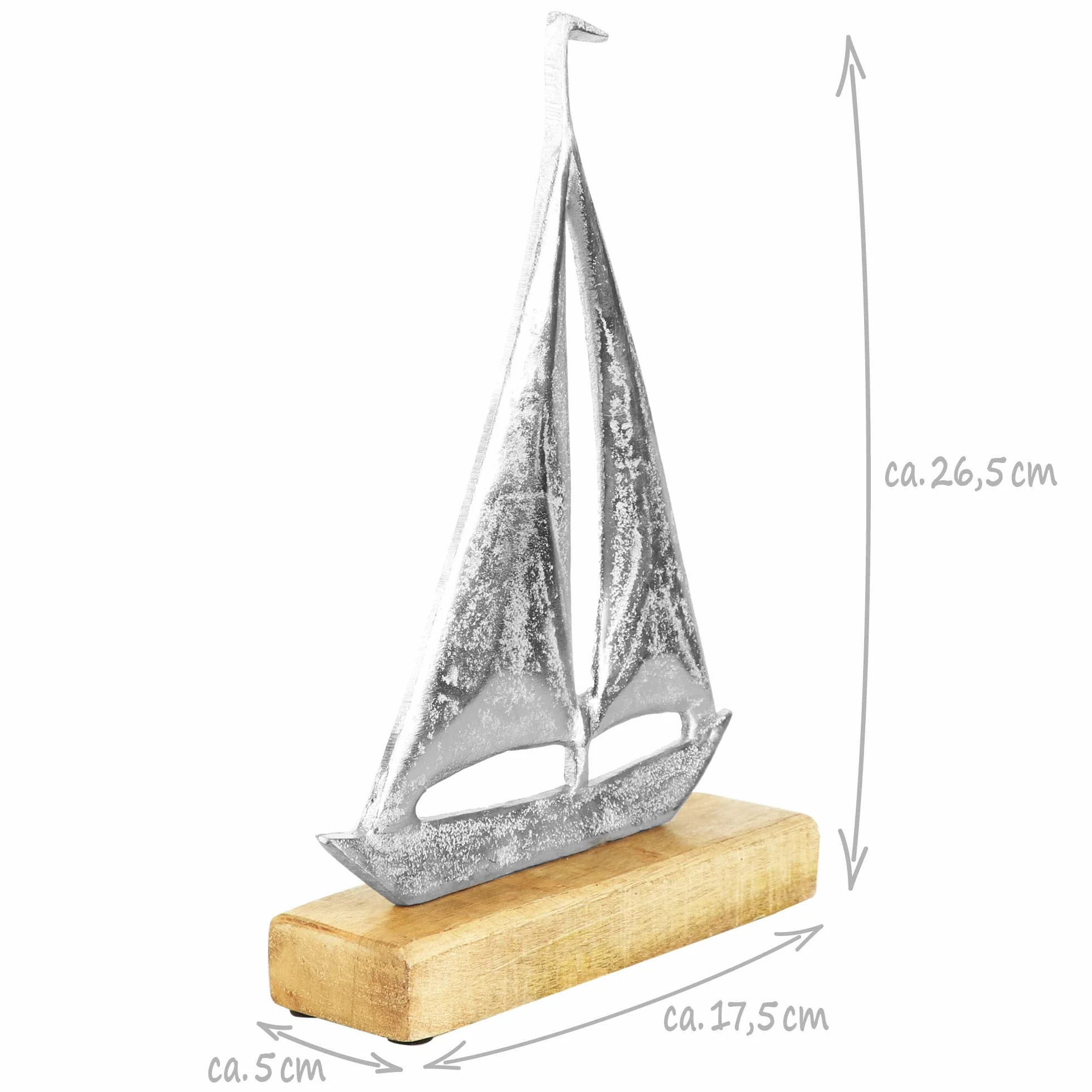 COM-FOUR® zaglowiec, zaglowiec - ekspozycja morska - statek metalowy - statek dekoracyjny wykonany z metalu i podstawa z drewna mango (01 szt. - zaglówka srednia)
