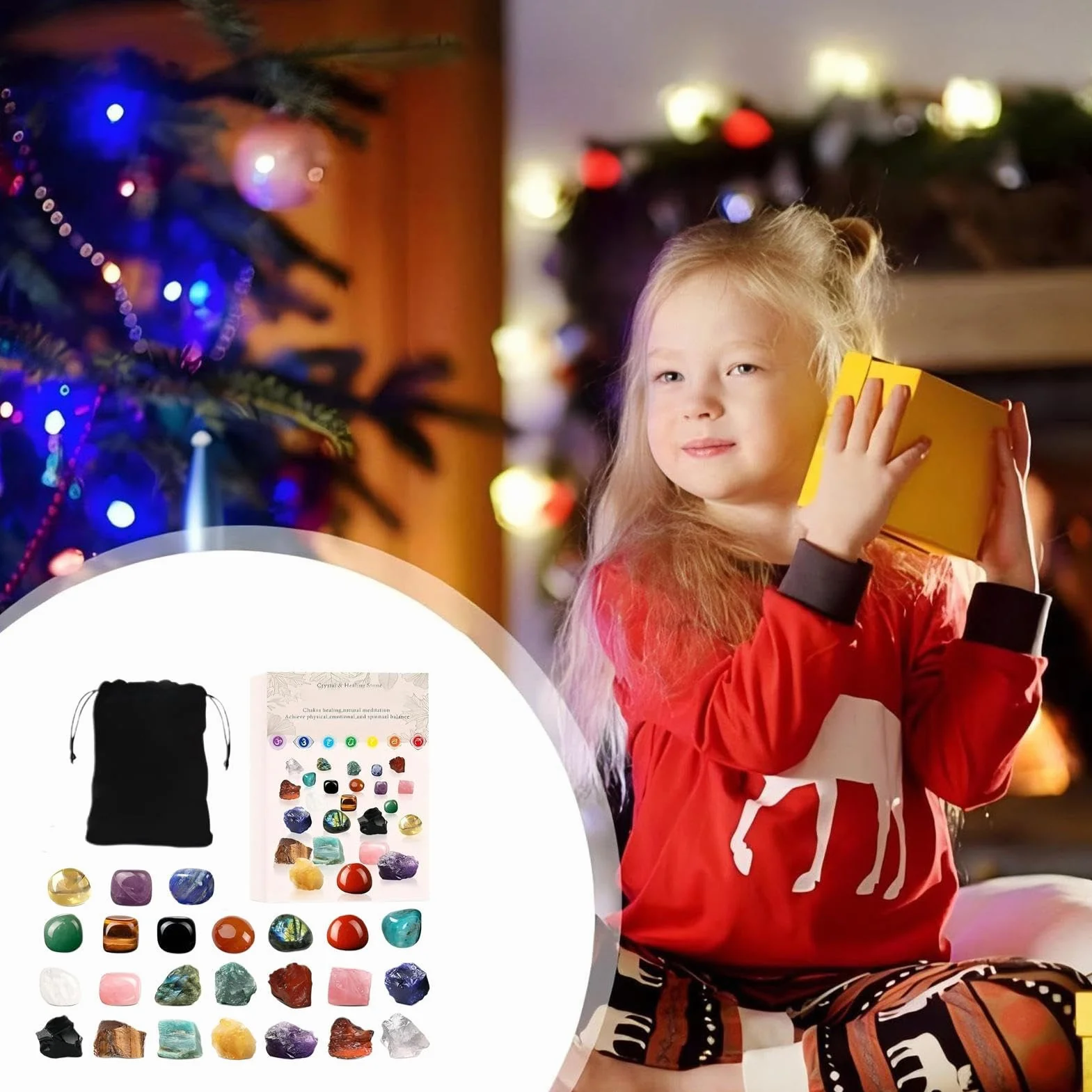 Dekoracja bożonarodzeniowa zestaw kryształów kalendarz 2025 zawieszki