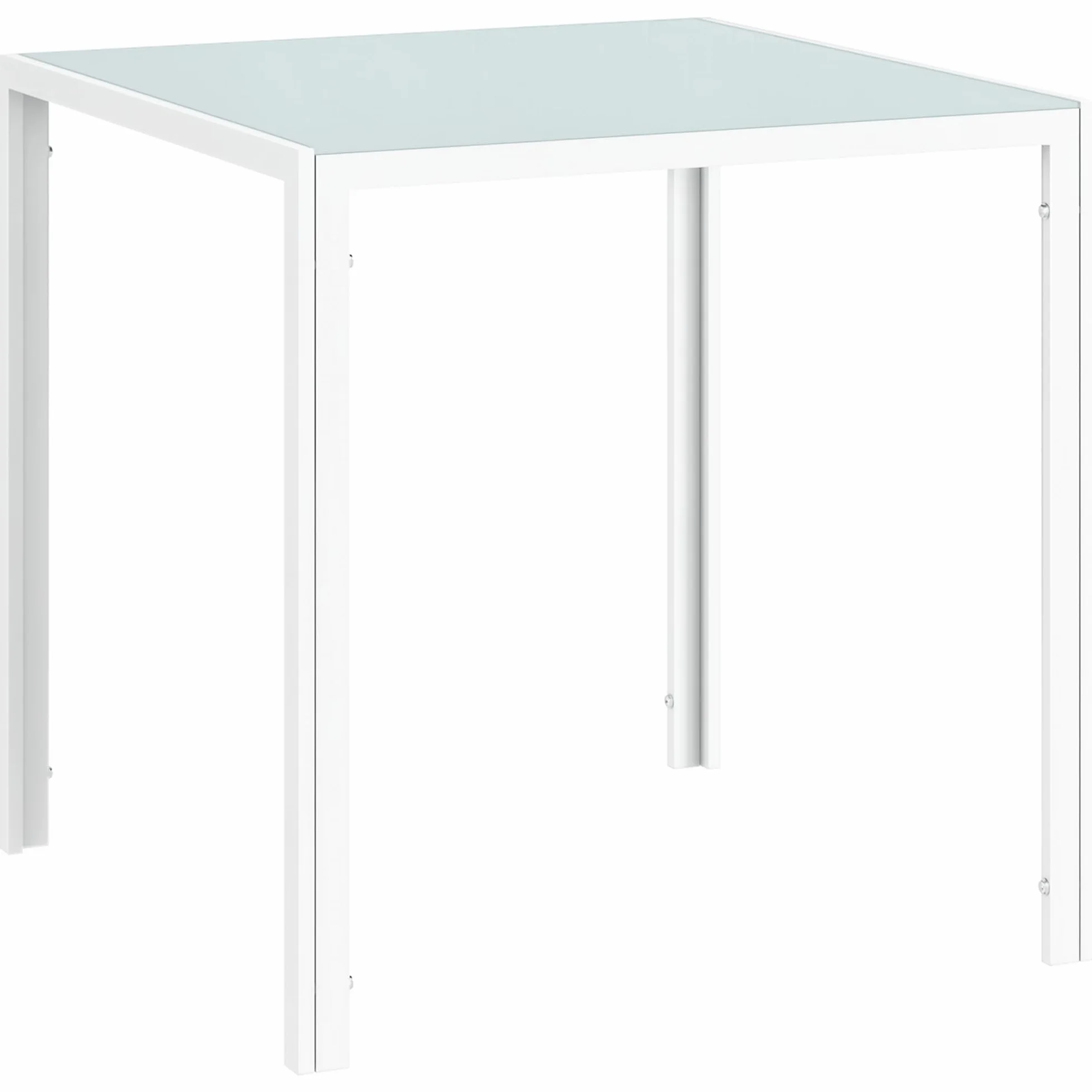 HOMCOM Stół do jadalni 75x75 cm kwadratowy dla 4 osób ze szkła hartowanego metalowe nogi biały