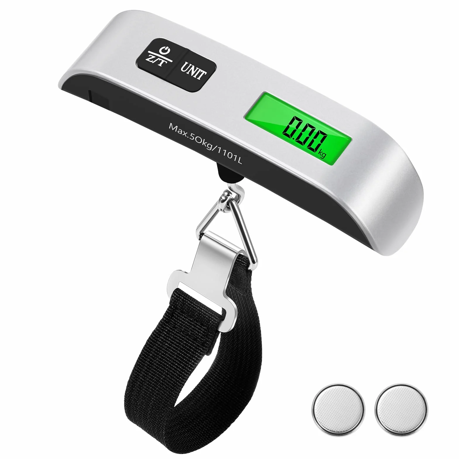 Brencco Walizka podróżna, waga do walizki 110 lb/50 kg, waga elektroniczna cyfrowa walizka podróżna funkcja tary LCD wyświetlacz do podróży na zewnątrz do domu