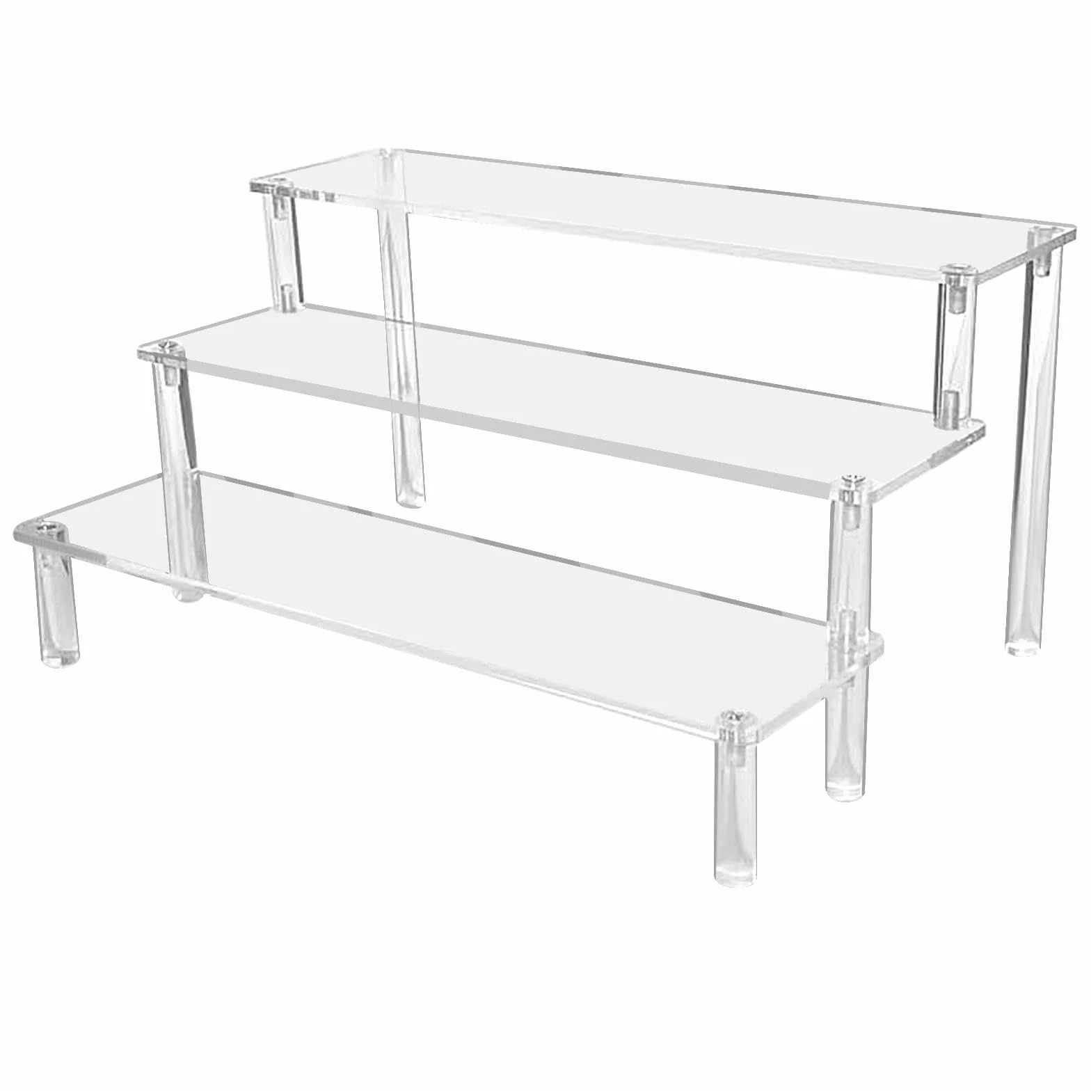 3‑poziomowa półka ekspozycyjna z akrylu – 30x21x15 cm przezroczysty organizer na perfumy z akrylu o grubości 4 mm, do figurek, biżuterii, babeczek, pomadek i lakierów do paznokci