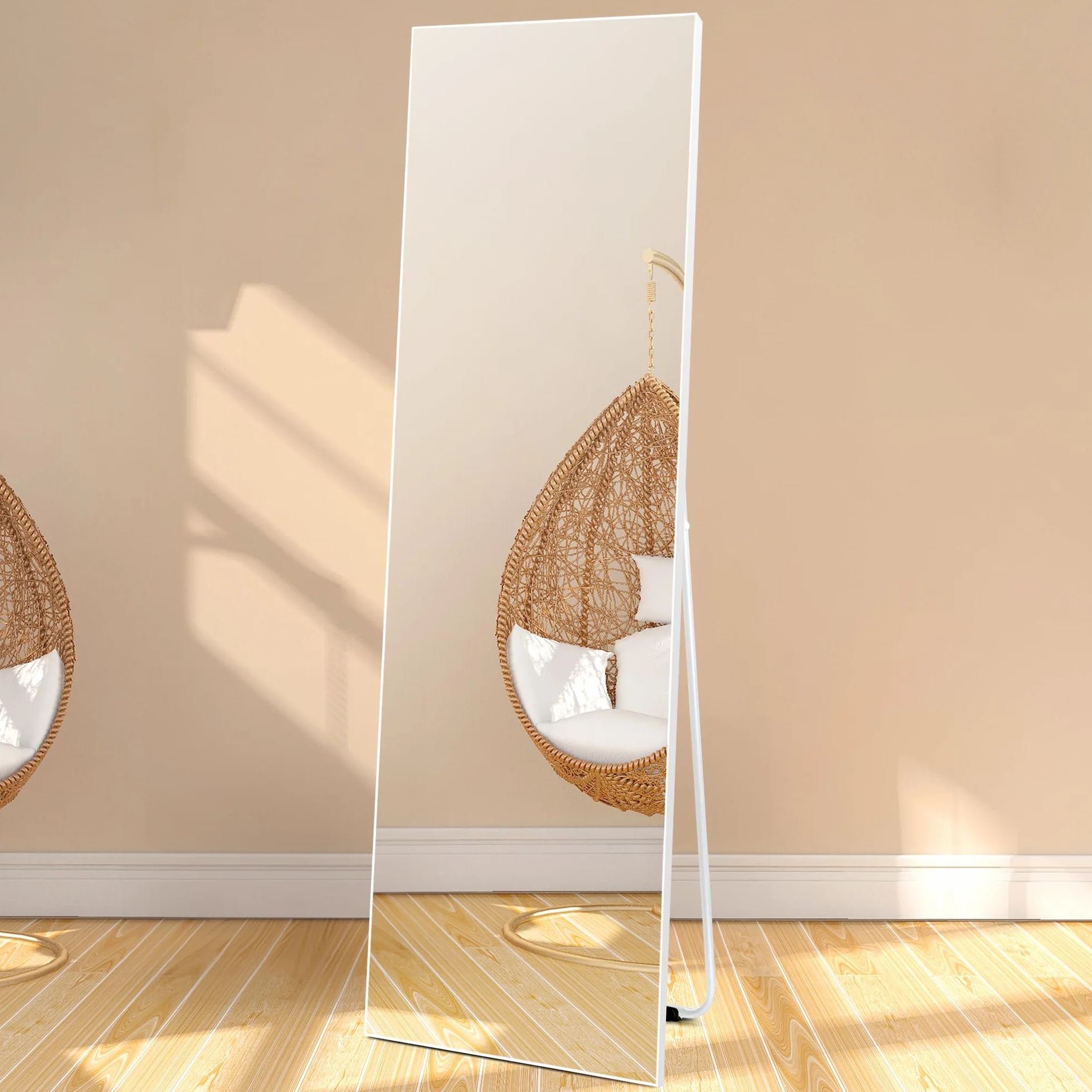 Lustro stojące 150 x 41 cm biała rama PCW szkło hartowane