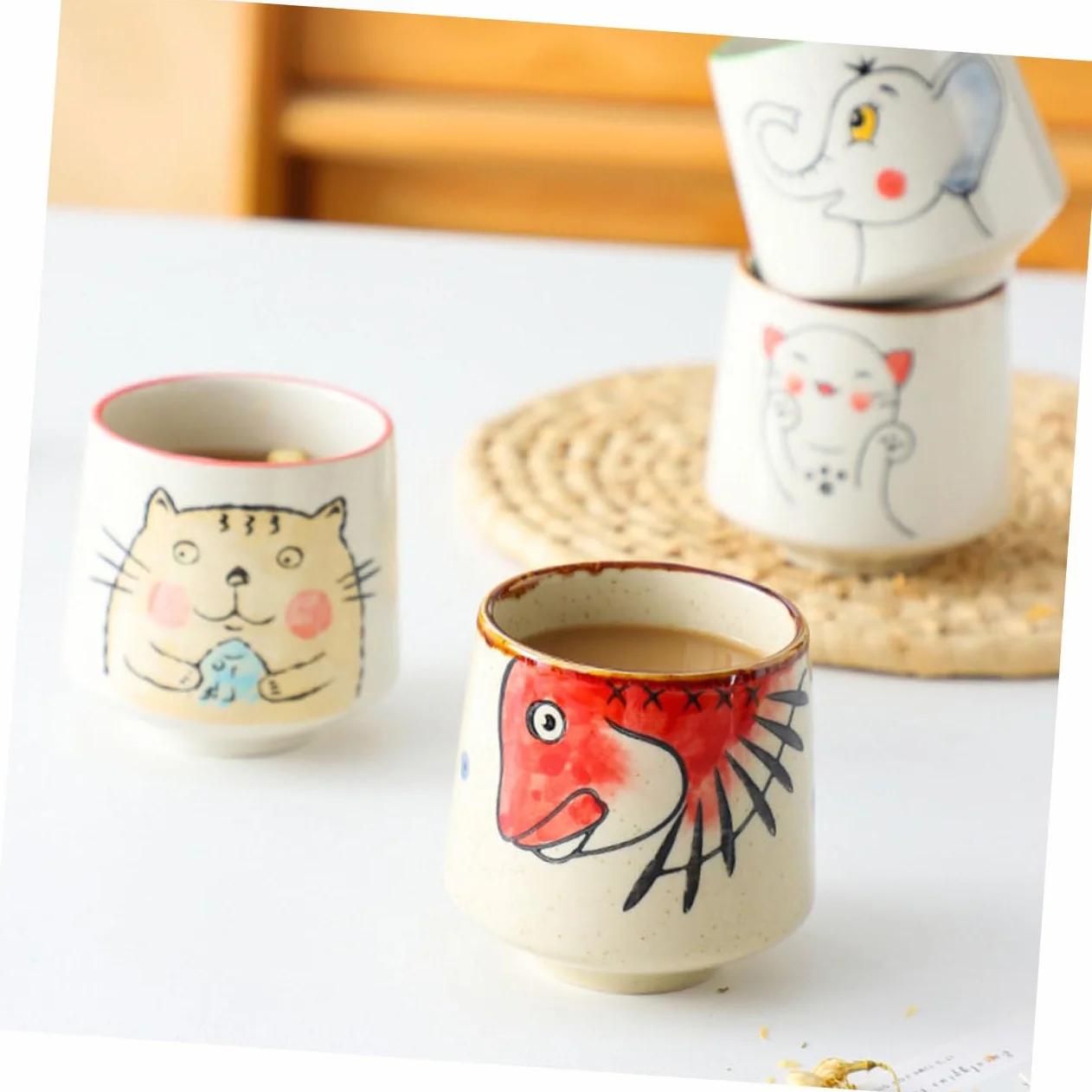 Ceramiczny Kubek Japoński Styl Porcelanowy Do Herbaty Kawy i Sake Ręcznie Malowany