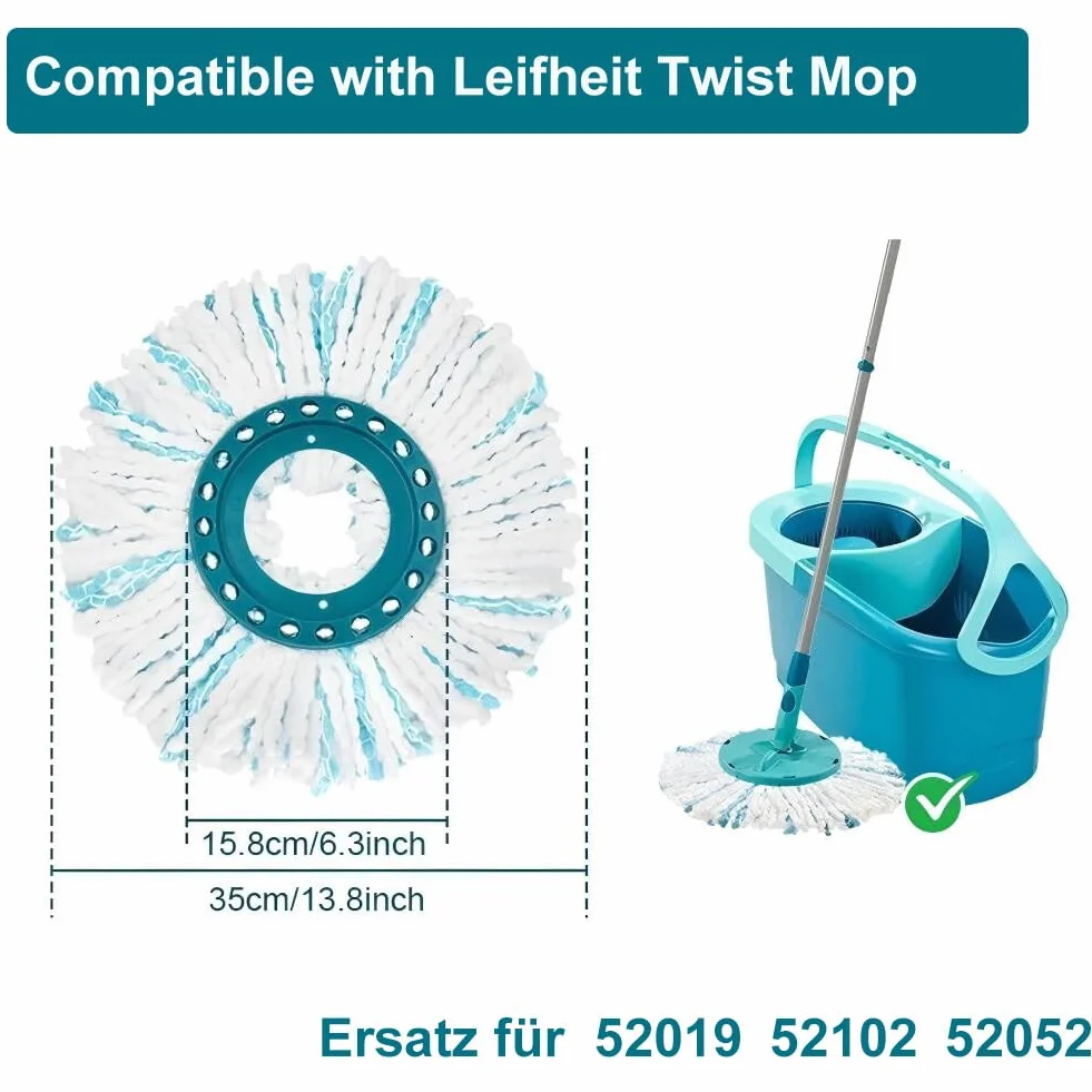 Leifheit Clean Twist Disc Mop Microset 5 sztuk wymiennych głowic 2-włóknisty system okrągłe części zamienne