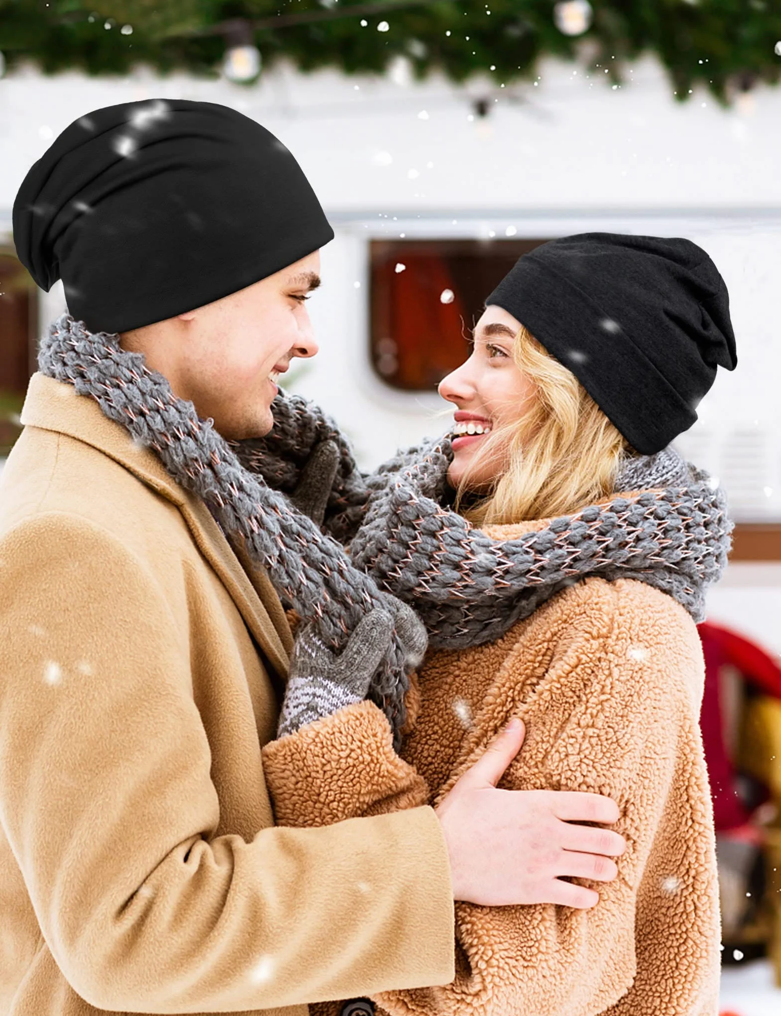 Kiiwah luźna czapka beanie, unisex, zimowa czapka typu Slouch Beanie, czapka z dżerseju dla mężczyzn i kobiet, 2 szt.