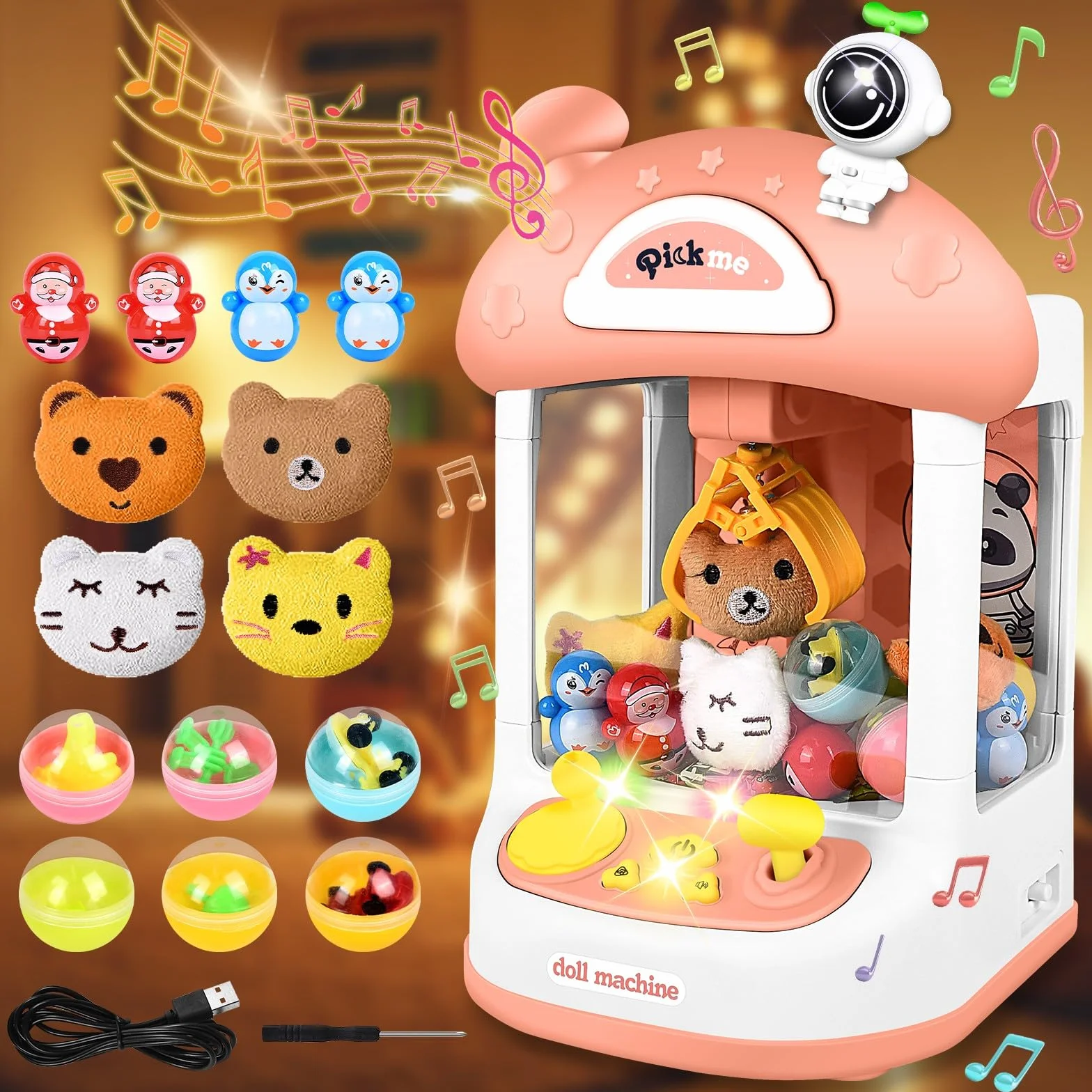 JONRRYIN Candy Grabber dla dzieci, Mini Candy Machine z dźwiękiem i muzyką, zabawka świąteczna dla dziewczynek 3+