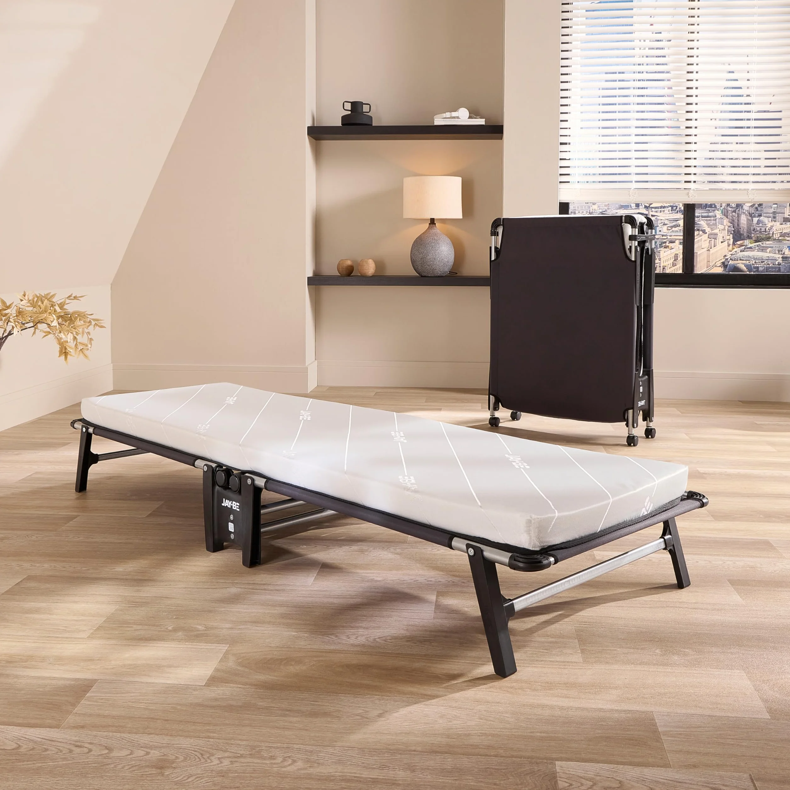 JAY-BE® HE70 Hideaway łóżko składane z materacem z włókna elektronicznego, pojedyncze