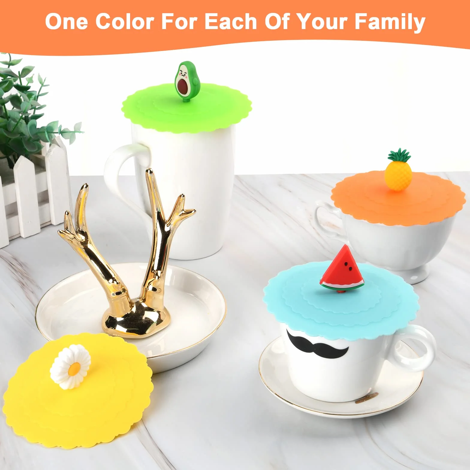 OSDUE Silicone Glass Cover, 8-częściowa silikonowa pokrywa kubka wielokrotnego użytku, antypurzylowa silikonowa szklana pokrywa kubka silikonowa, do kawy kubek piwa Szkło wina Home
