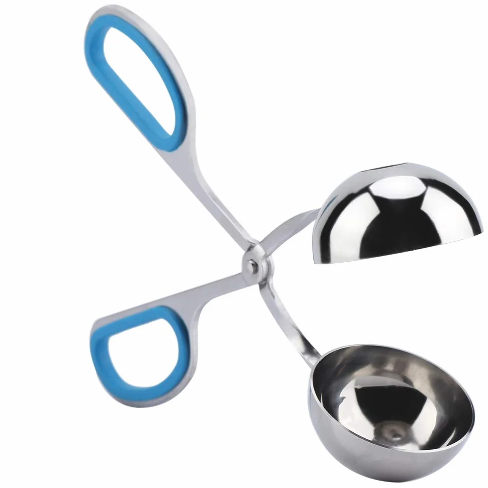 Meatball Non-Stick Cookie Scoop Edelstahl Eiszangen Reisbällchen (blau)