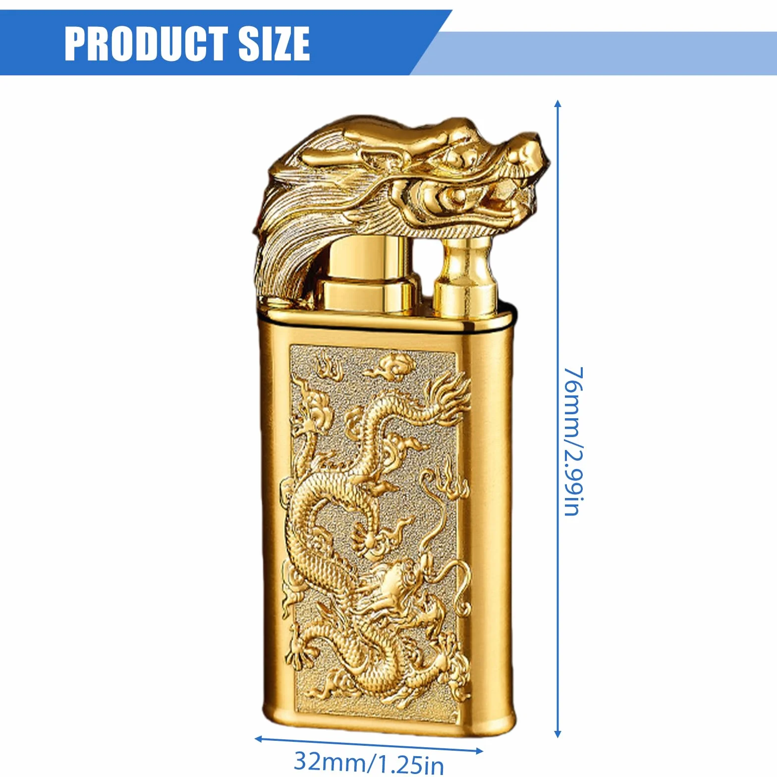 Zestaw 2 zapalniczek – Storm Lighter Dragon Relief, regulowany i miękki płomień, zapalniczka butanowa z możliwością napełniania, do świec, do kuchni, na kemping, na zewnątrz(gaz nie jest dołączony)