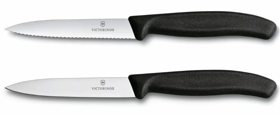 Victorinox, 6.7793.B, Swiss Classic, Gemüsemesser-Set, 2-teilig, Extra scharfe Klinge, robuster Kunststoff-Griff, Schwarz, Made in Switzerland, Spülmaschinengeeignet