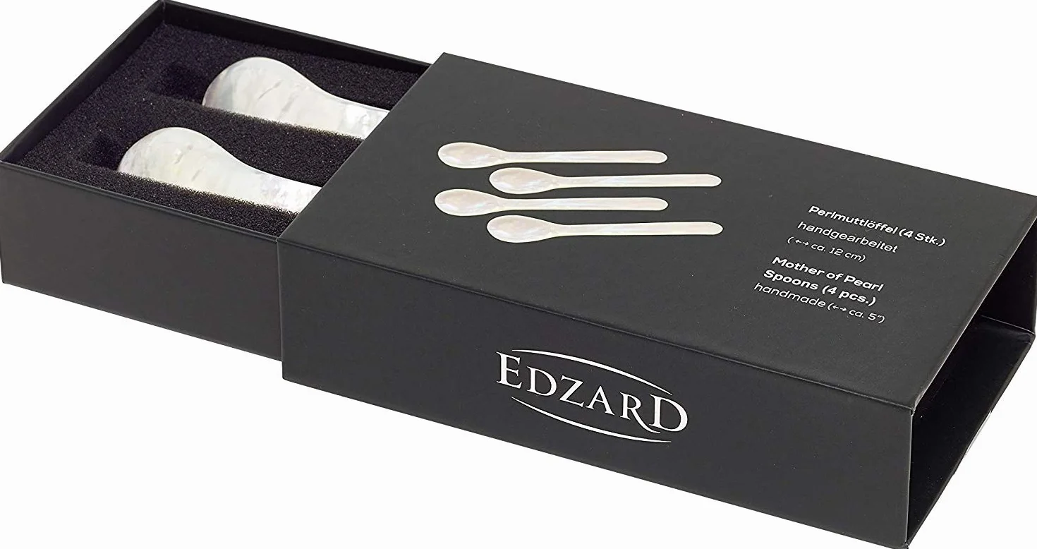 Edzard Zestaw 4 łyżek z masy perłowej 11 cm do kawioru