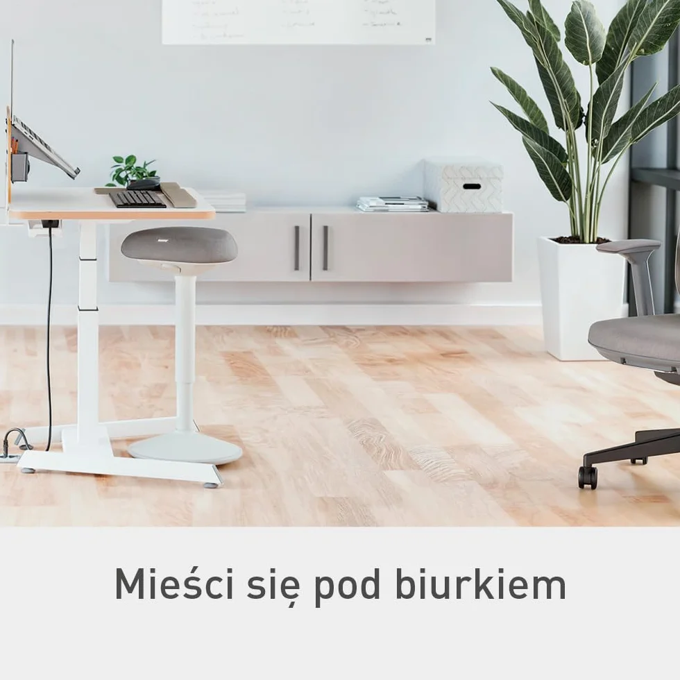 Stołek Leitz Ergo Active z Unikalną Komfortową Poduszką z Pianki o Podwójnej Gęstości, Regulowana Wysokość Od 57 do 82cm, Siedzisko w 100% z Recyklingu, Udźwig 110kg, Seria Ergo, Jasnoszary, 65450085