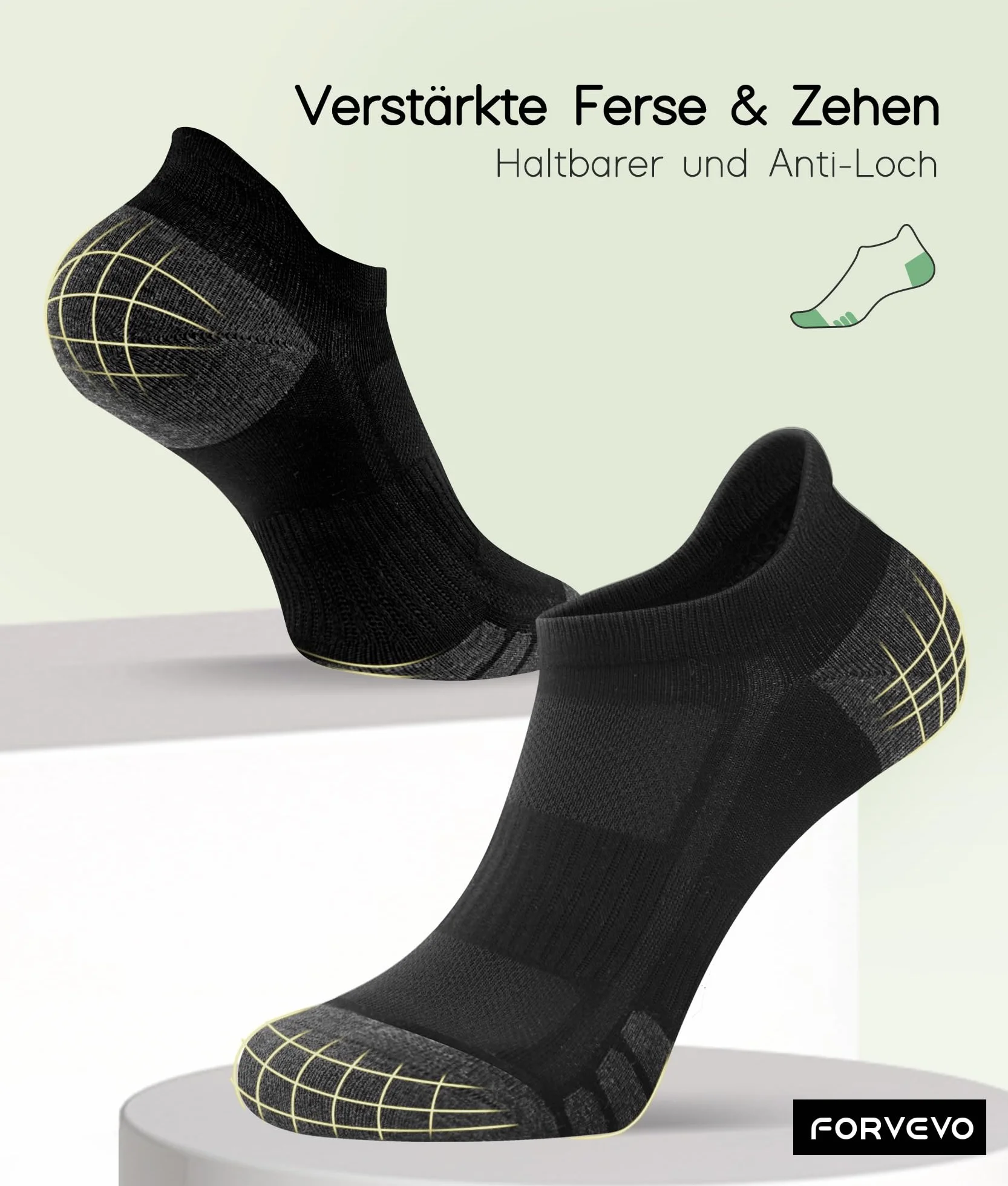 FORVEVO 10 Paar Sneaker Socken Herren Damen, Baumwolle Sportsocken, Atmungsaktive Laufsocken Kurz