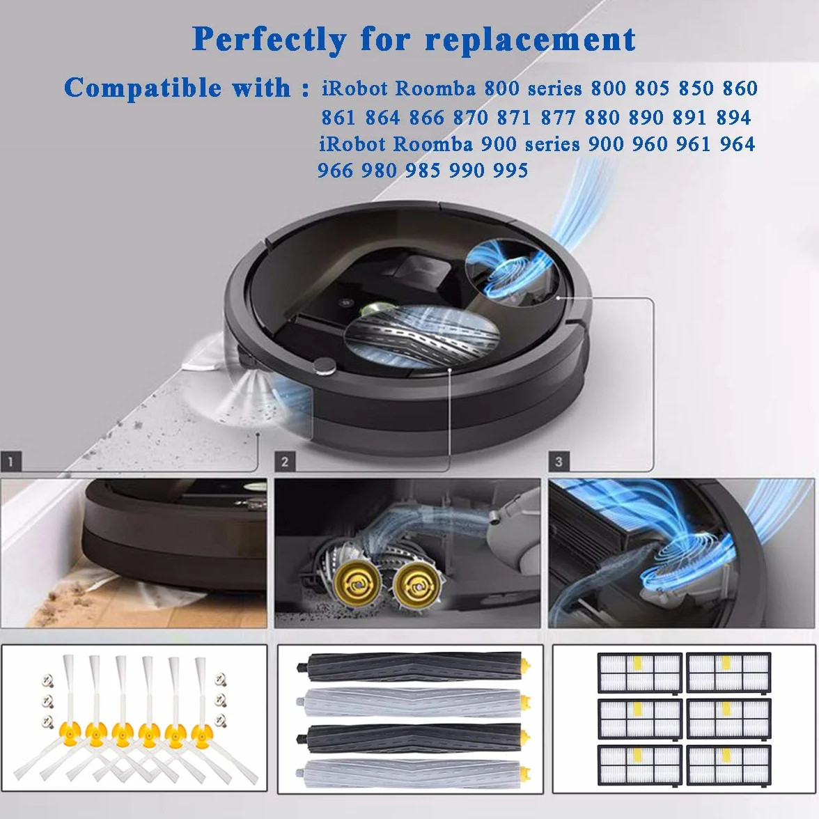 UPUPDAY zestaw części zamiennych do iRobot Roomba 800 900 800 850 860 865 866 870 871 872 875 876 880 886 890 891 895 896 897 900 90 50 960 965 966 967 969 970 971 974 975 976 980 981 989 996, 22