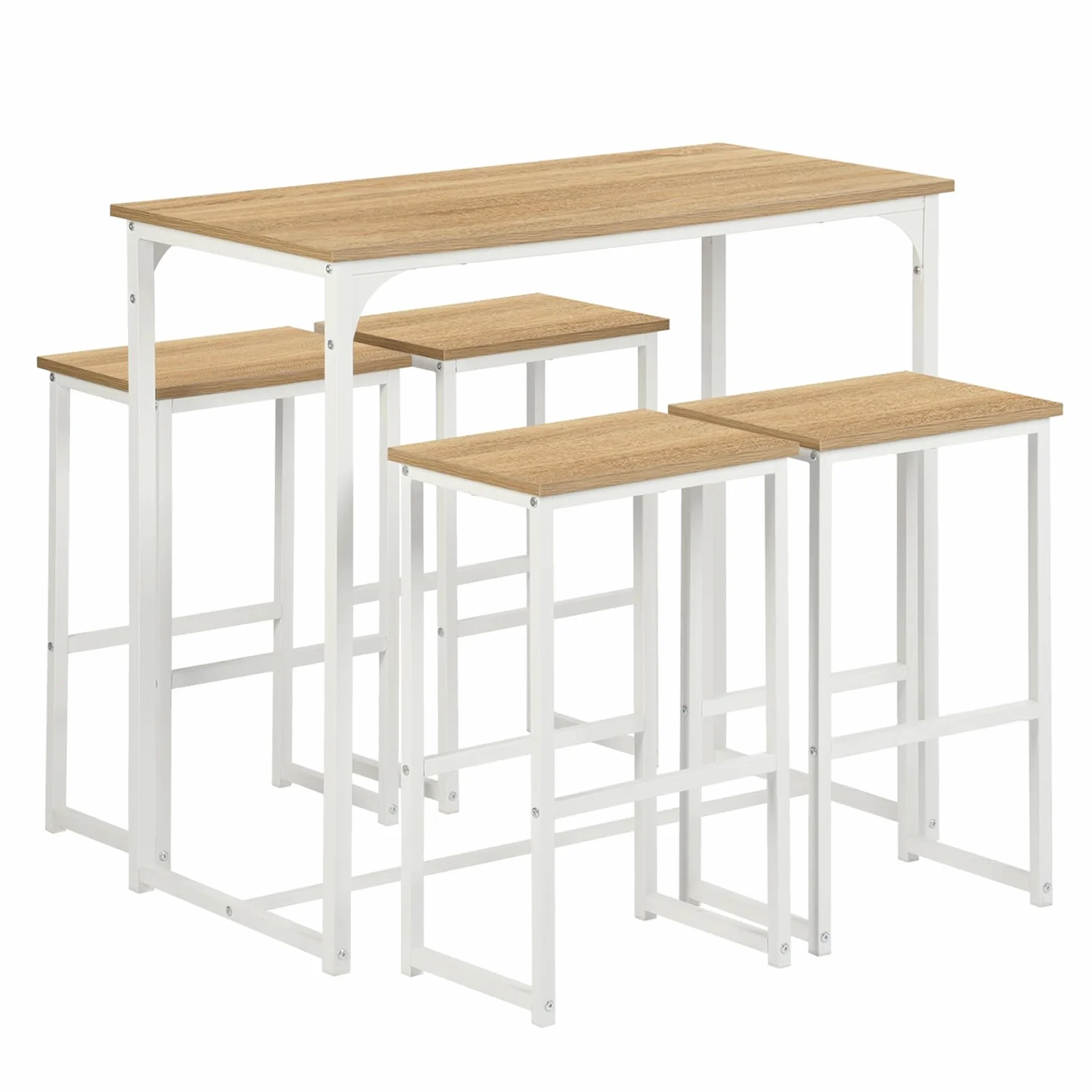 Stół barowy z zestawem stołków barowych, stół kuchenny z 4 taboretami, styl industrialny, nadaje się do kuchni, jadalni, salonu, pubu, stół barowy 100 x 50 x 90 cm, 4 stołki barowe 30 x 40 x