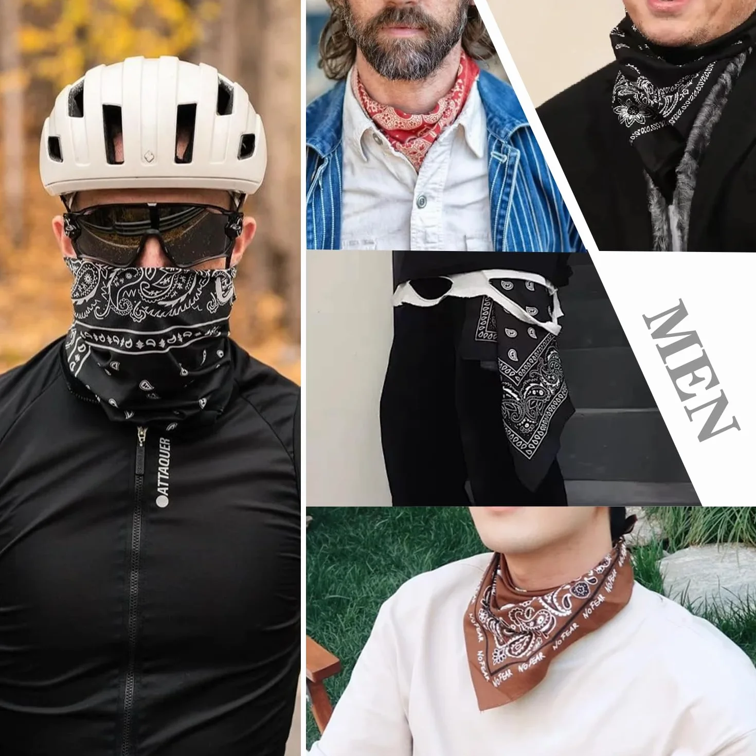 8 sztuk bandany 54 x 54 cm, bandana damska, duża, w stylu retro, dla mężczyzn, miękka i oddychająca, unisex, można nosić jako krawat, maskę, bandanę i opaskę na czoło, czerwony, Rozmiar