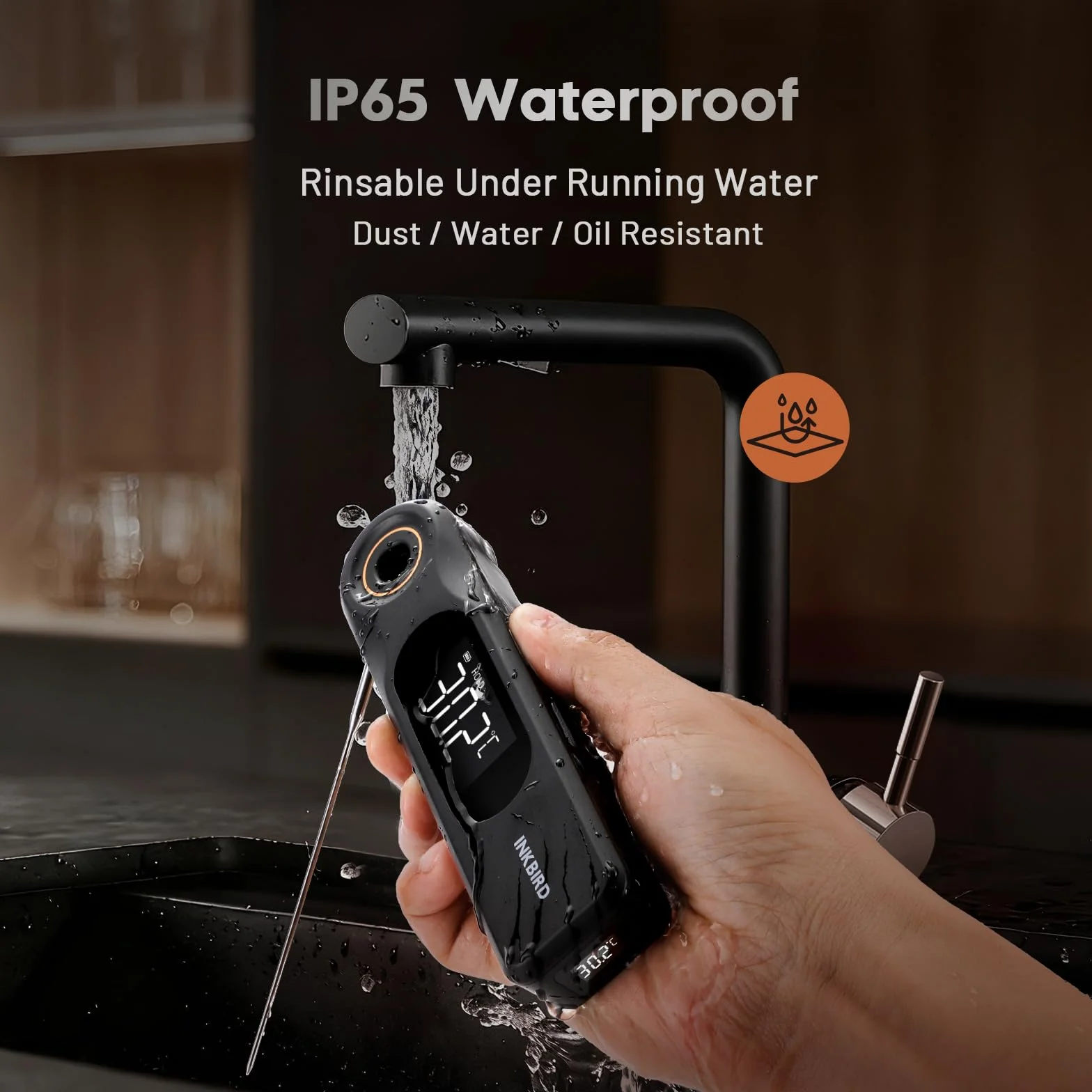 INKBIRD IHT-51K cyfrowy termometr do mięsa, podwójny wyświetlacz, ultracienka sonda 1,8 mm, reakcja 0,5 sekundy, wodoszczelność IP65, termometr do piekarnika do kuchni, BBQ, grilla, piekarnika