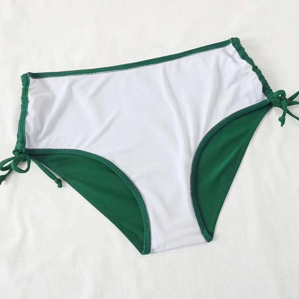 CheChury Damski zestaw bikini z wysokim stanem seksowny push up cross wrap twist front strój kąpielowy krawat boczny 2-częściowy solidny strój kąpielowy