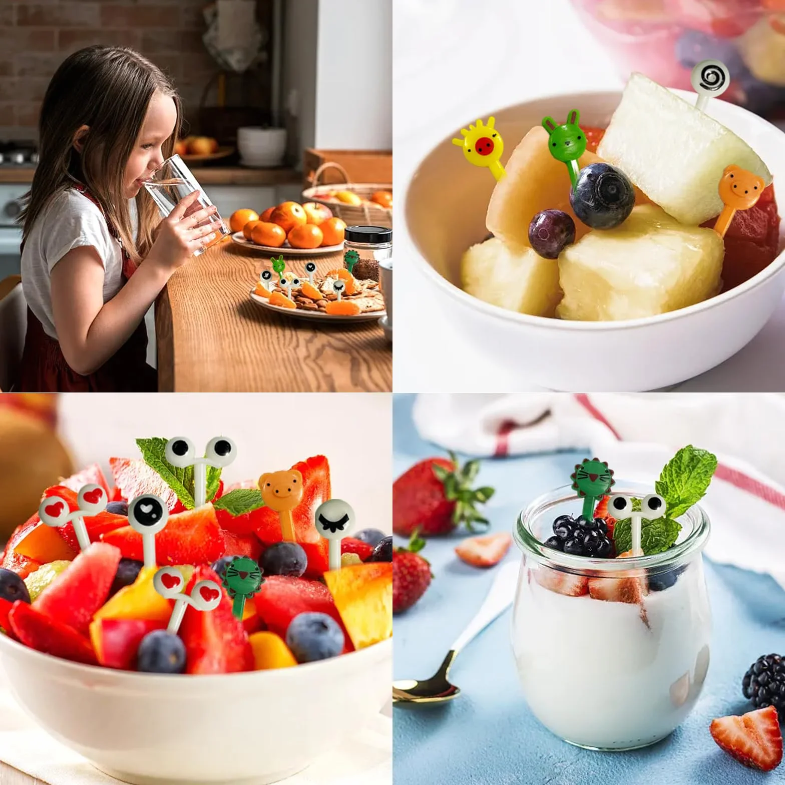 20 sztuk widelców do owoców + 10 sztuk widelczyków do owoców dzikiej przyrody, mini widelec do owoców, wielokrotnego użytku, wykałaczki do pudełek na lunch, na imprezę, popołudniową herbatę,