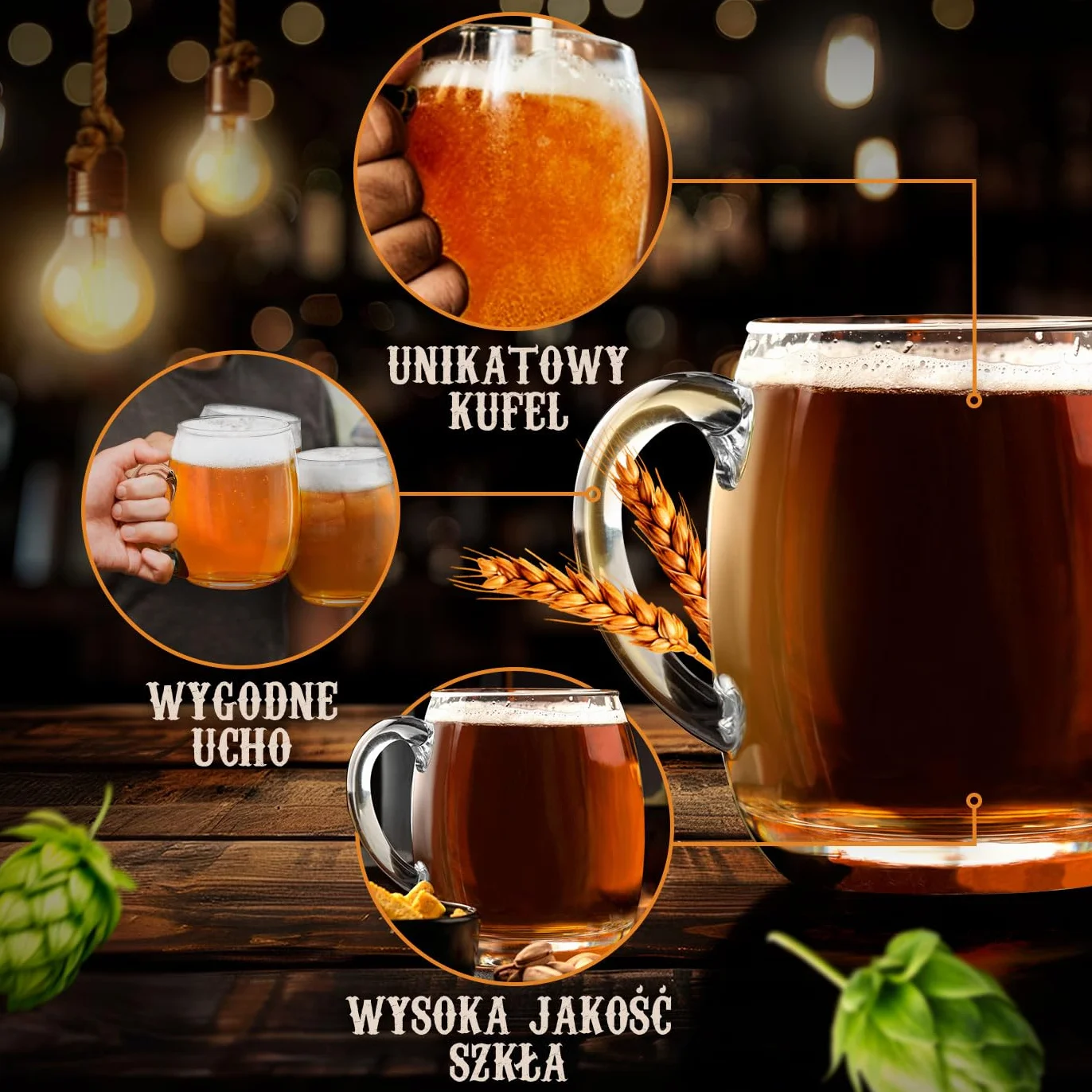 Maverton Kufel do Piwa 500 ml – Szklany Kufel z Uchem, Idealny Prezent dla Taty, Dziadka, i Piwoszy – Prezent Na Urodziny, Święta i Dzień Ojca