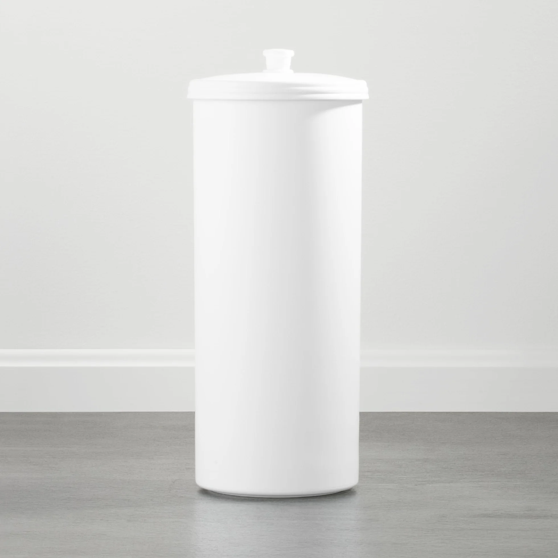 iDesign Kent Wolnostojący uchwyt na papier toaletowy z pokrywką biały 16 x 16 x 39,37 cm