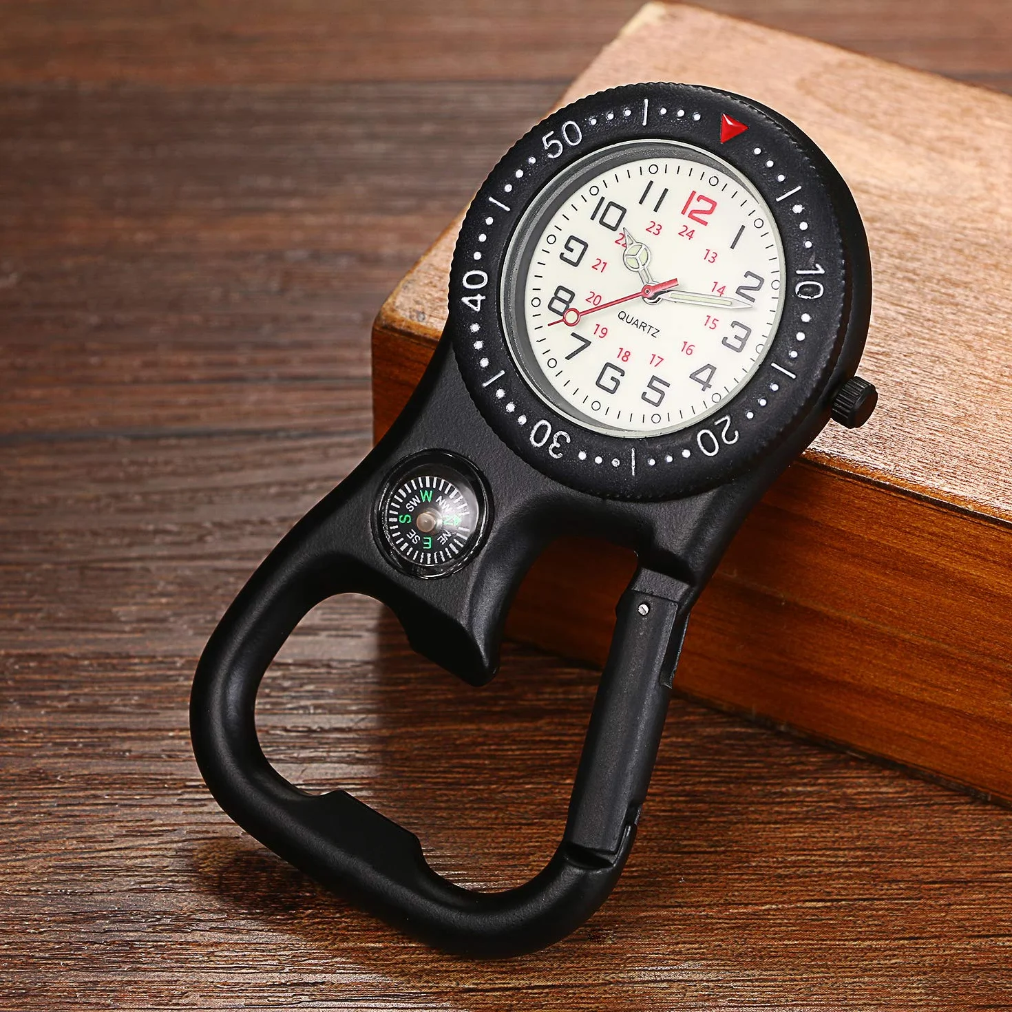 Zegarek kieszonkowy z karabińczykiem Avaner Unisex FOB analogowy mechanizm kwarcowy zegarek dla pielęgniarki do wspinaczki sport, czarny+niebieski
